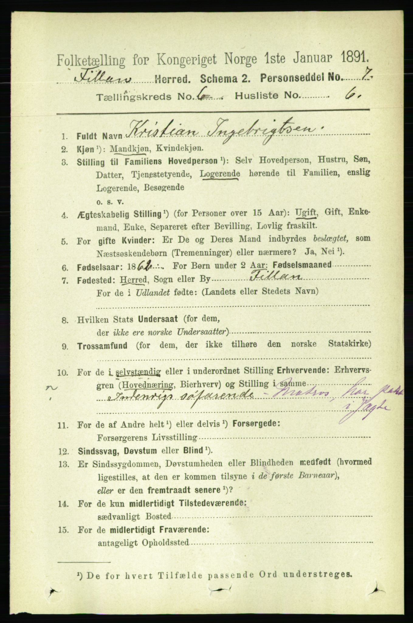 RA, 1891 census for 1616 Fillan, 1891, p. 1304