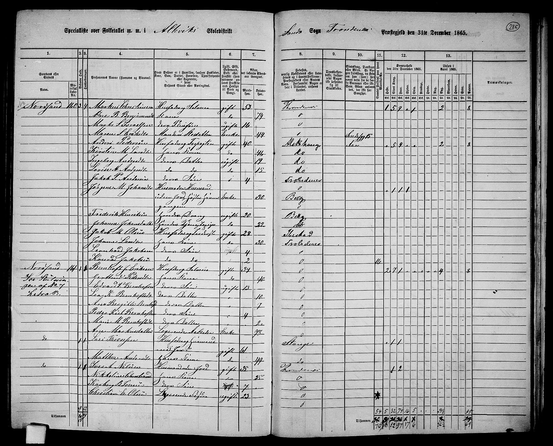 RA, 1865 census for Trondenes, 1865, p. 170