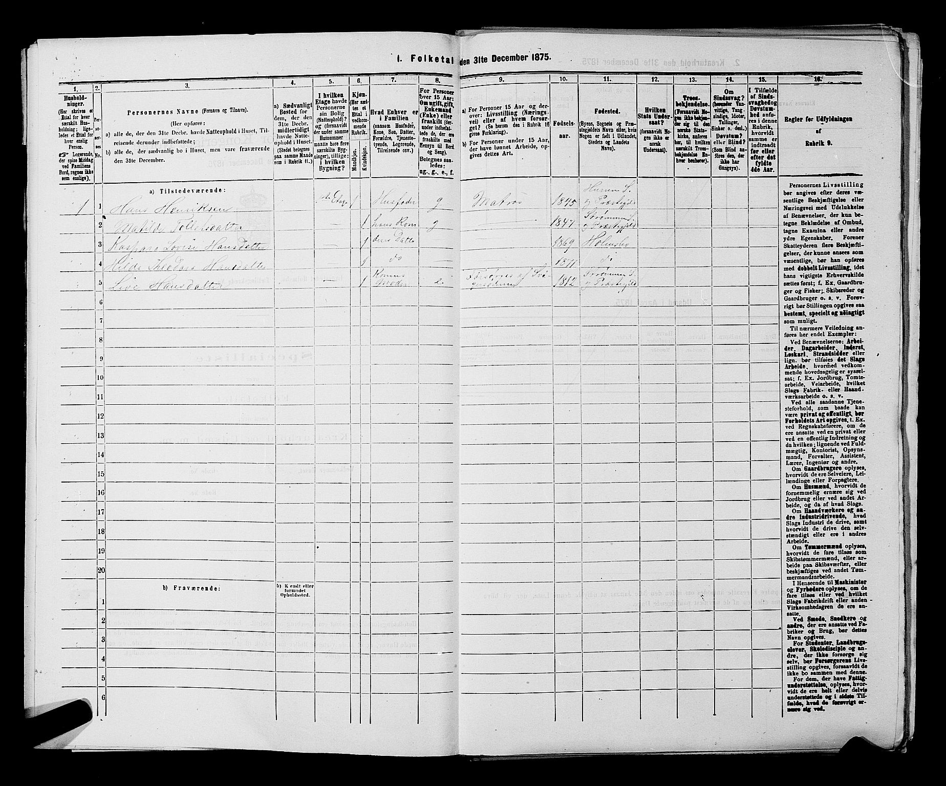 SAKO, 1875 census for 0603B Hurum/Holmsbu, 1875, p. 16
