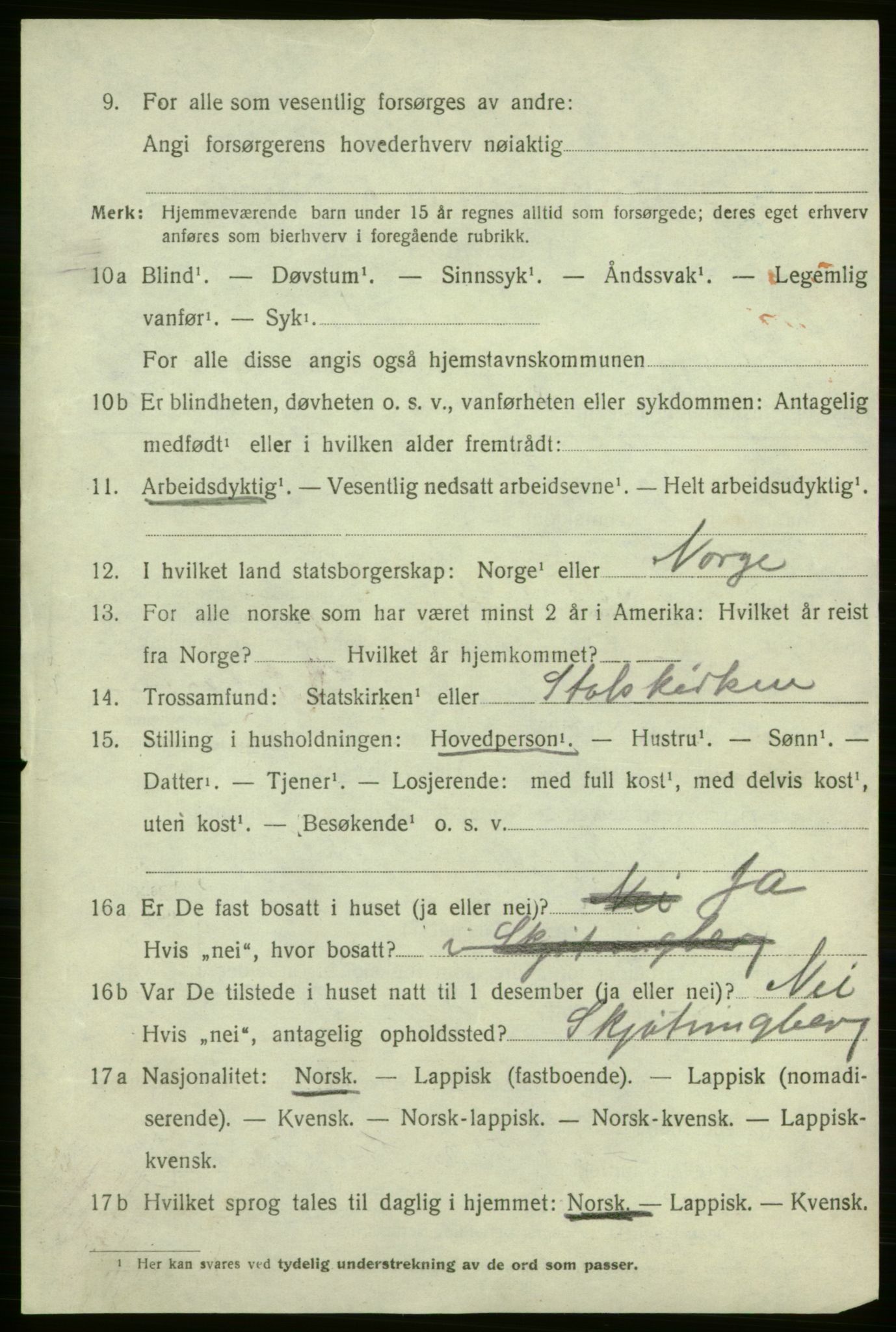 SATØ, 1920 census for Lebesby, 1920, p. 3014