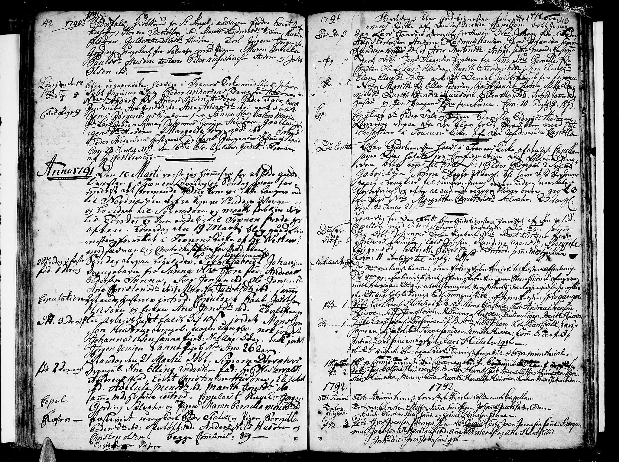 Ministerialprotokoller, klokkerbøker og fødselsregistre - Nordland, SAT/A-1459/839/L0563: Parish register (official) no. 839A01 /2, 1768-1824, p. 42-43