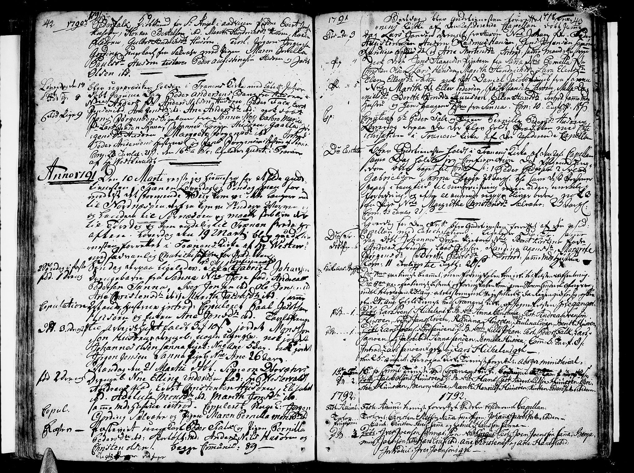 Ministerialprotokoller, klokkerbøker og fødselsregistre - Nordland, AV/SAT-A-1459/839/L0563: Parish register (official) no. 839A01 /2, 1768-1824, p. 42-43