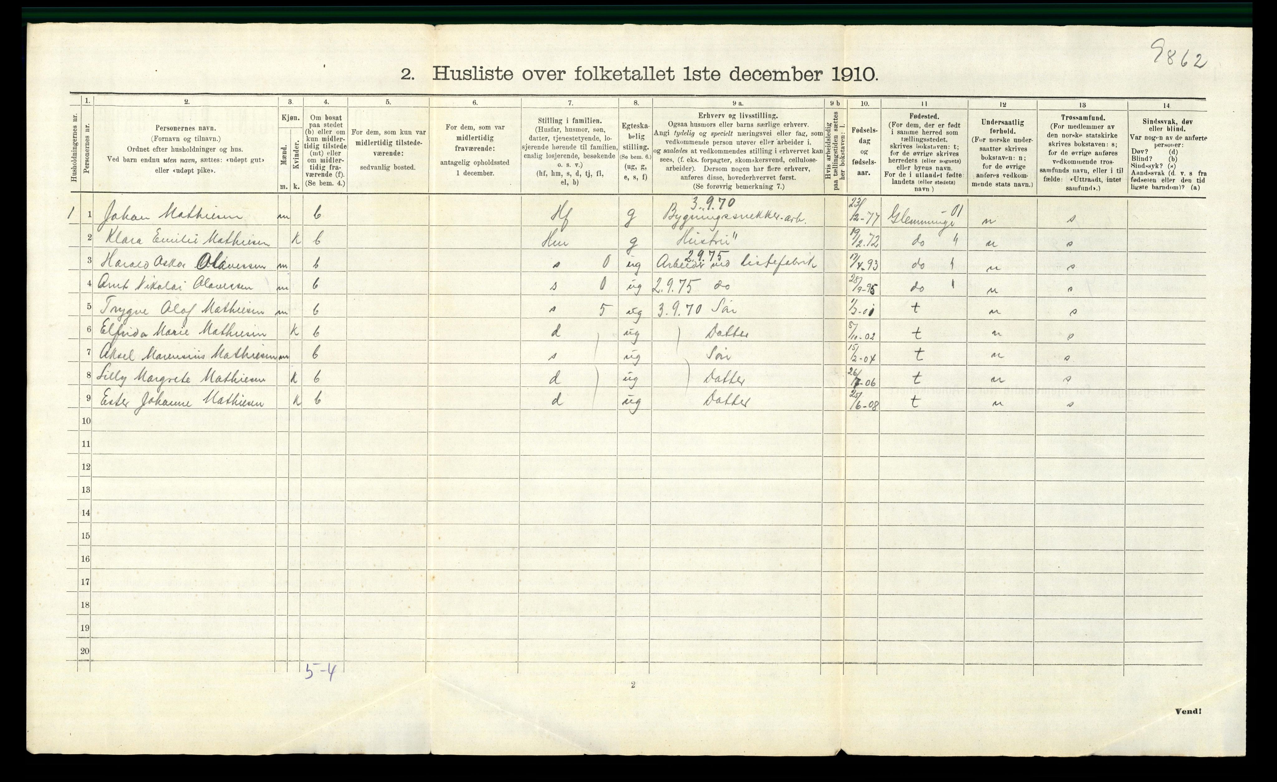 RA, 1910 census for Onsøy, 1910, p. 996