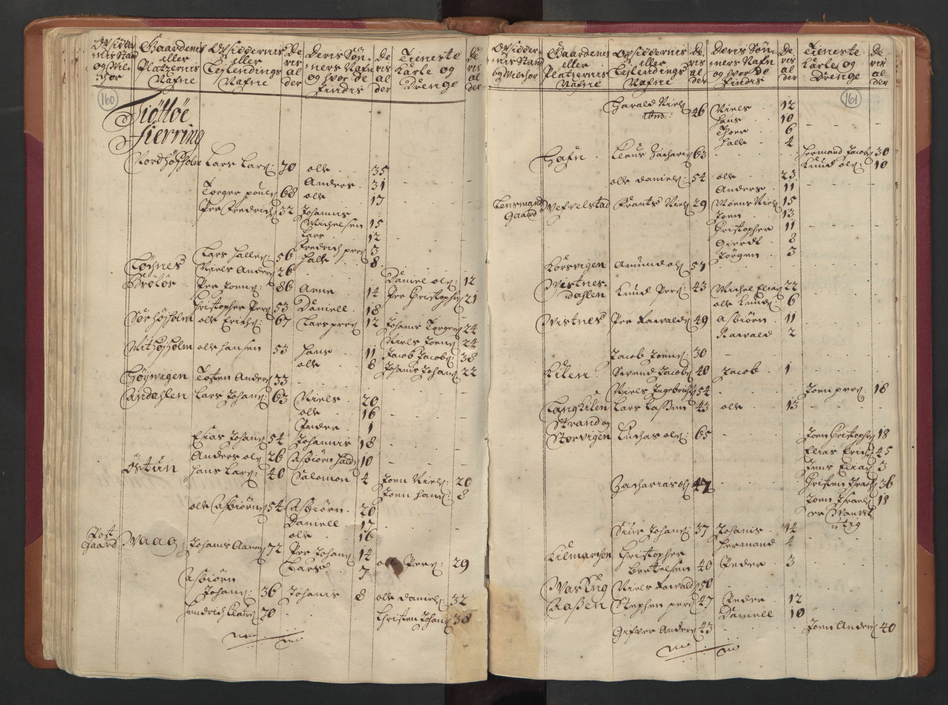 RA, Census (manntall) 1701, no. 16: Helgeland fogderi, 1701, p. 160-161