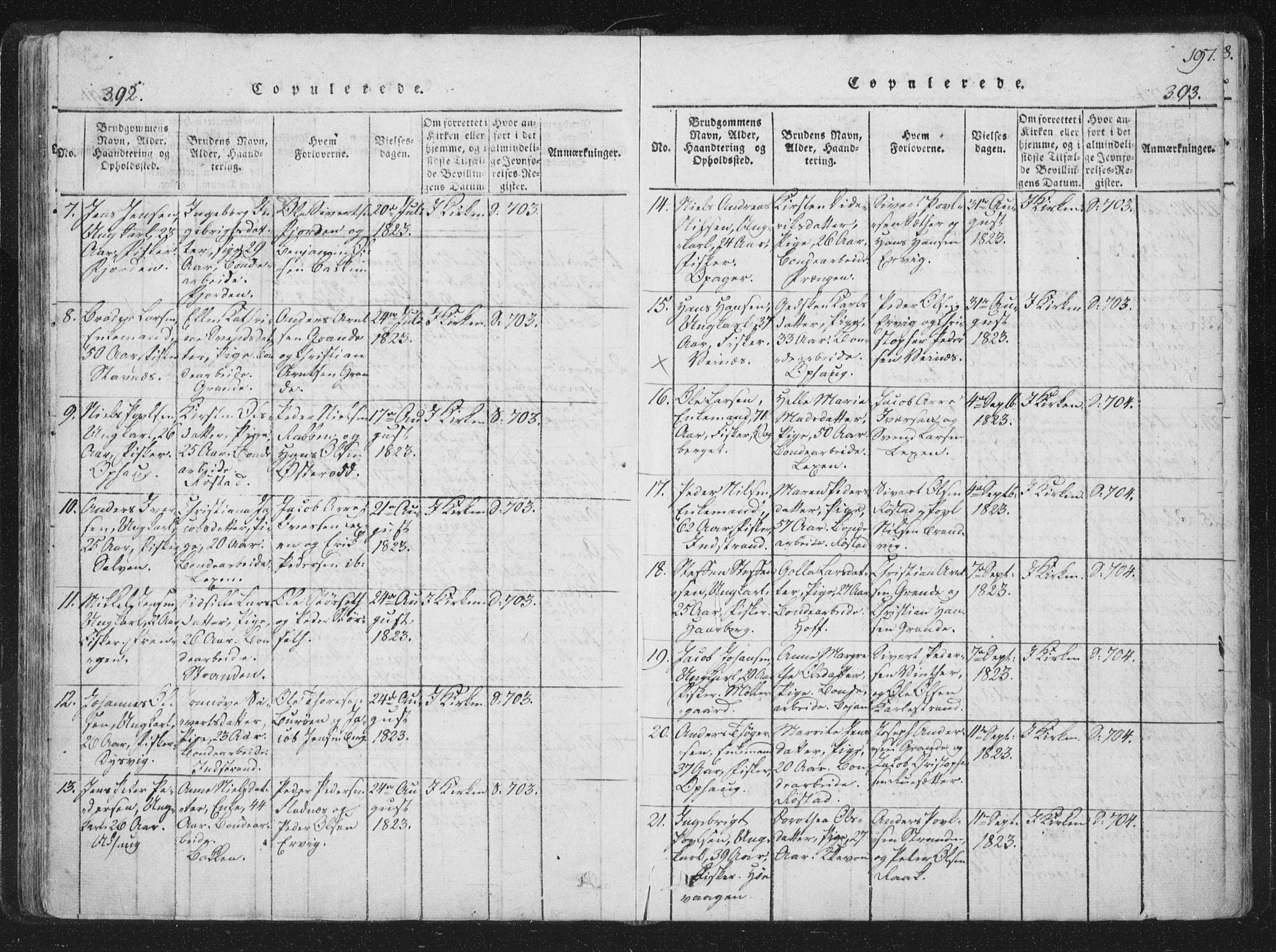 Ministerialprotokoller, klokkerbøker og fødselsregistre - Sør-Trøndelag, SAT/A-1456/659/L0734: Parish register (official) no. 659A04, 1818-1825, p. 392-393