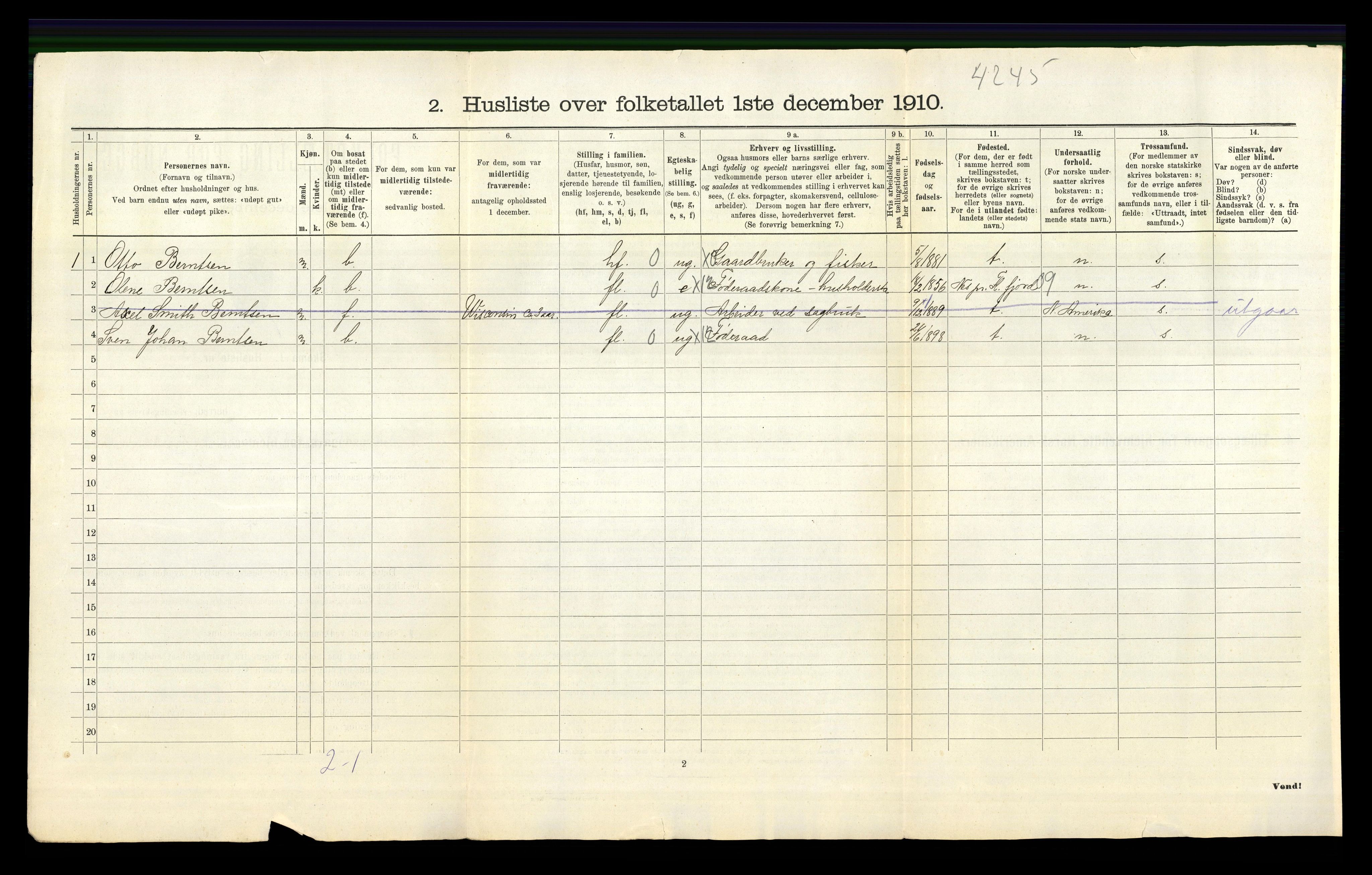 RA, 1910 census for Lund, 1910, p. 31