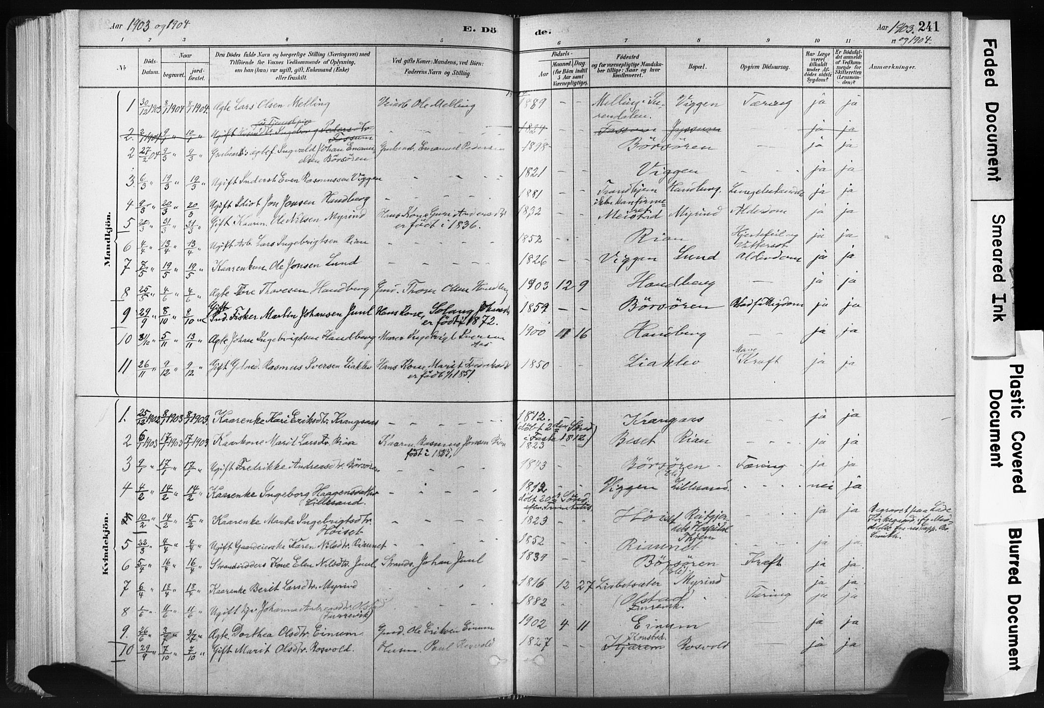 Ministerialprotokoller, klokkerbøker og fødselsregistre - Sør-Trøndelag, AV/SAT-A-1456/665/L0773: Parish register (official) no. 665A08, 1879-1905, p. 241