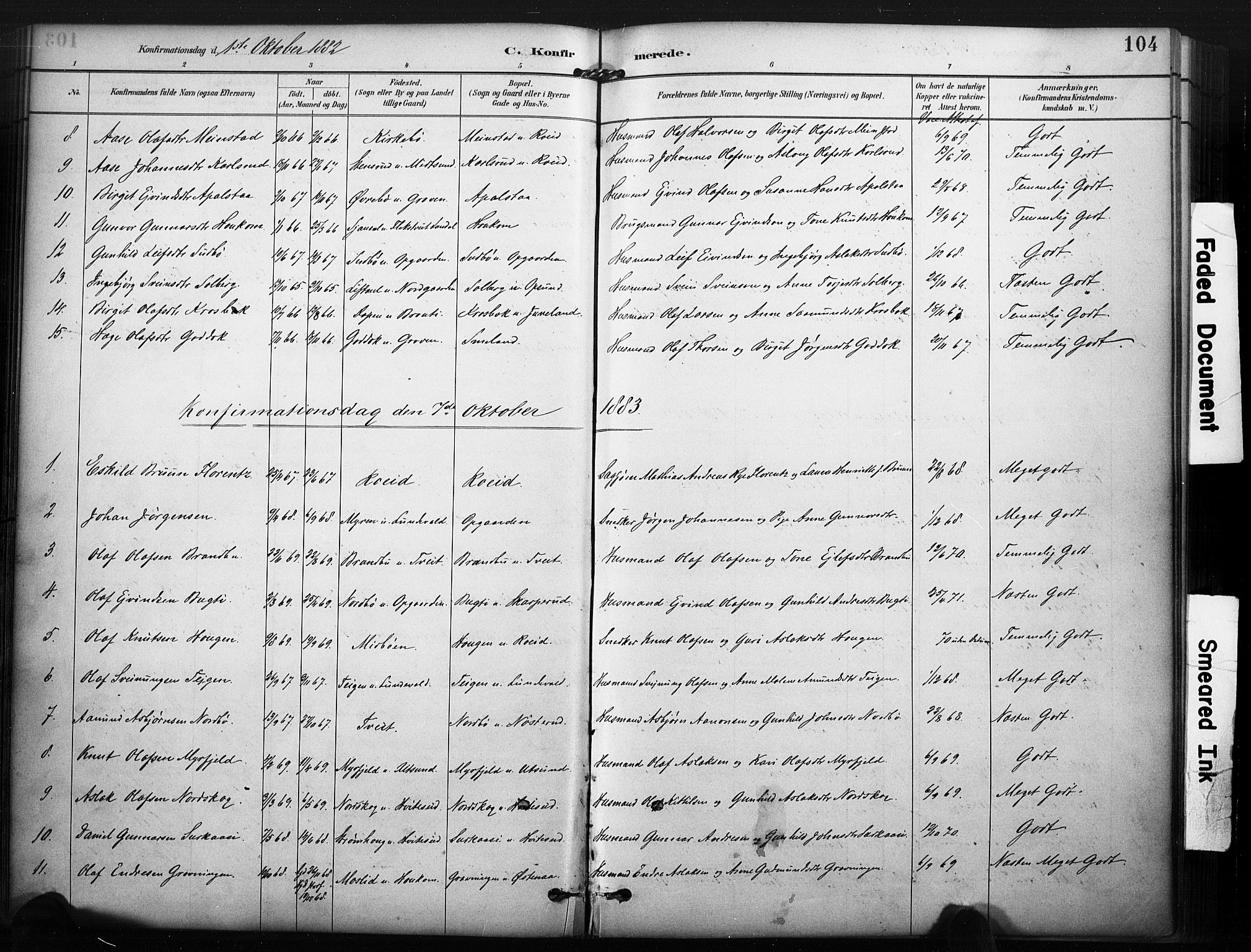 Kviteseid kirkebøker, SAKO/A-276/F/Fa/L0008: Parish register (official) no. I 8, 1882-1903, p. 104