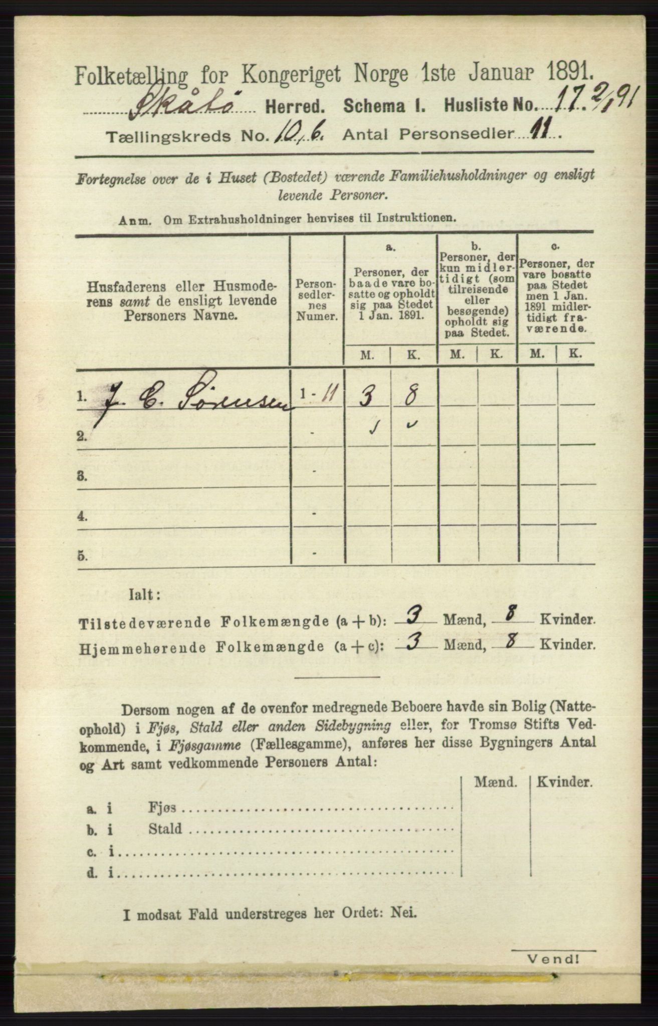 RA, 1891 census for 0815 Skåtøy, 1891, p. 4123