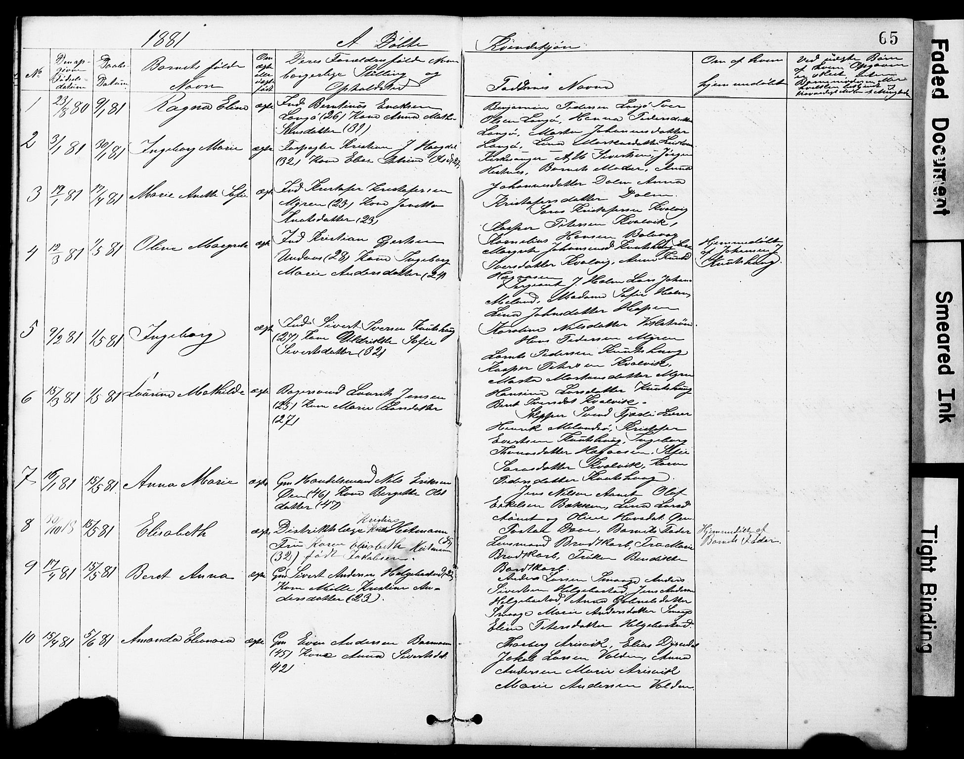 Ministerialprotokoller, klokkerbøker og fødselsregistre - Sør-Trøndelag, SAT/A-1456/634/L0541: Parish register (copy) no. 634C03, 1874-1891, p. 65