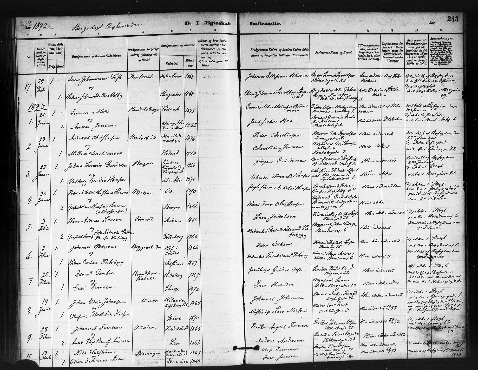 Jakob prestekontor Kirkebøker, SAO/A-10850/F/Fa/L0004: Parish register (official) no. 4, 1880-1894, p. 243