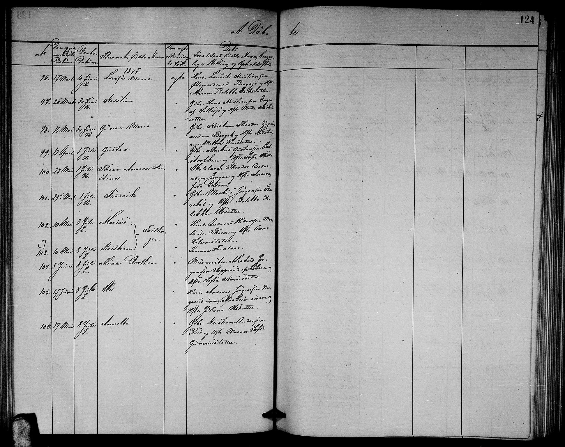 Høland prestekontor Kirkebøker, AV/SAO-A-10346a/G/Ga/L0006: Parish register (copy) no. I 6, 1869-1879, p. 124