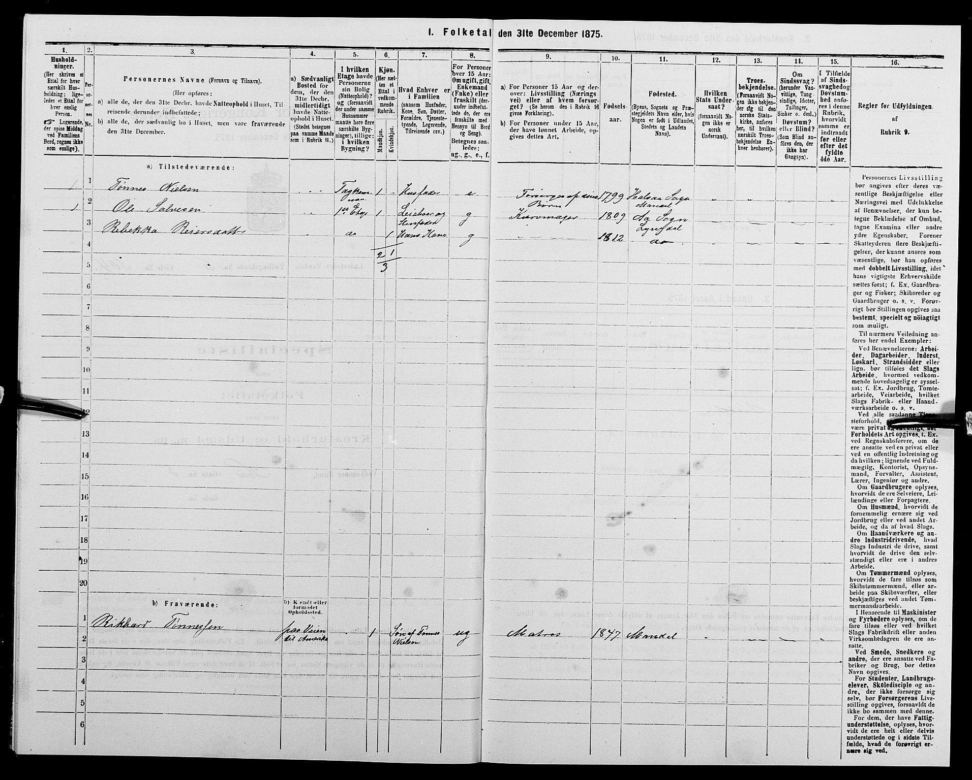 SAK, 1875 census for 1002B Mandal/Mandal, 1875, p. 1060