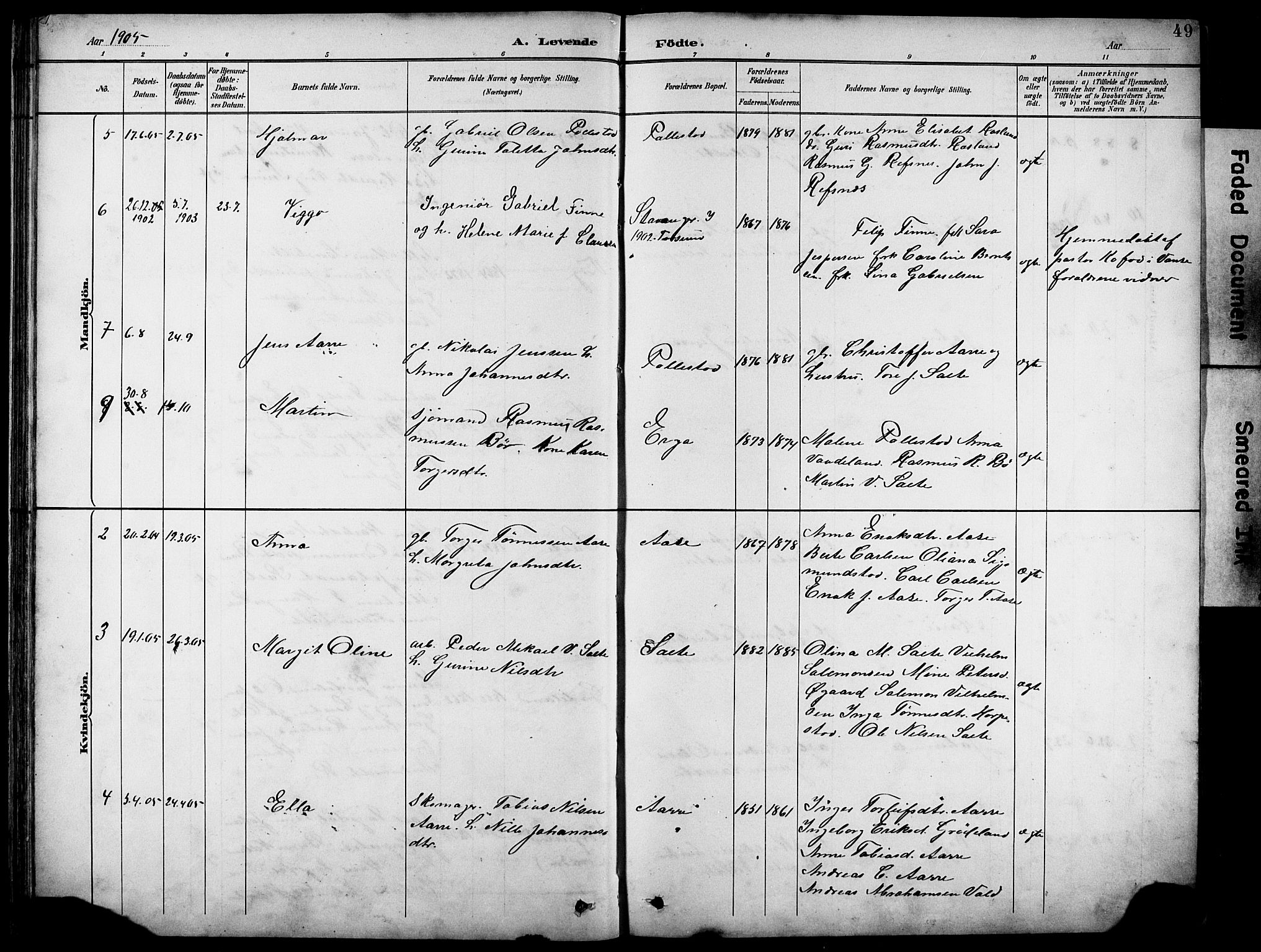 Klepp sokneprestkontor, AV/SAST-A-101803/001/3/30BB/L0005: Parish register (copy) no. B 5, 1889-1918, p. 49