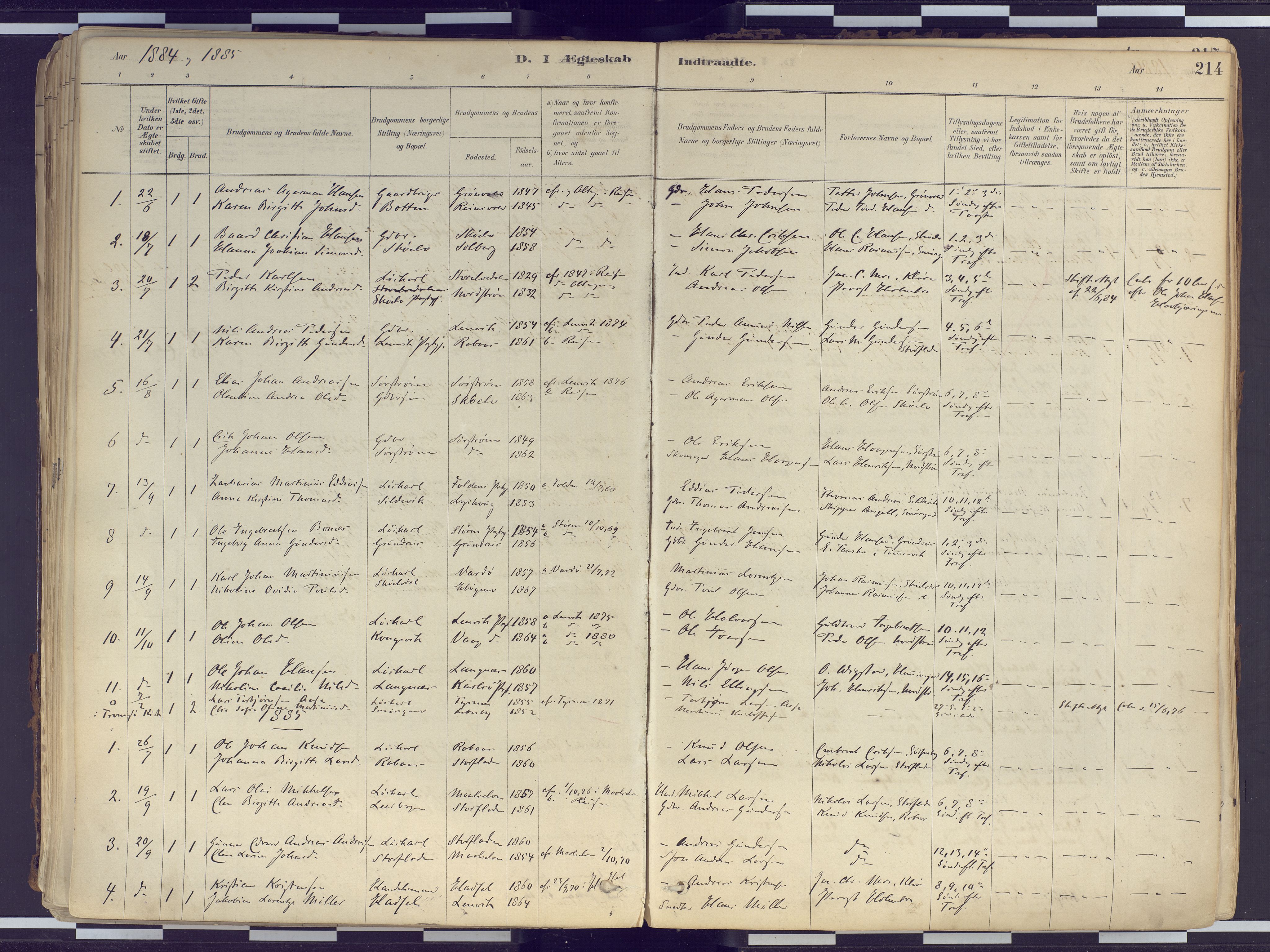 Tranøy sokneprestkontor, AV/SATØ-S-1313/I/Ia/Iaa/L0010kirke: Parish register (official) no. 10, 1878-1904, p. 214