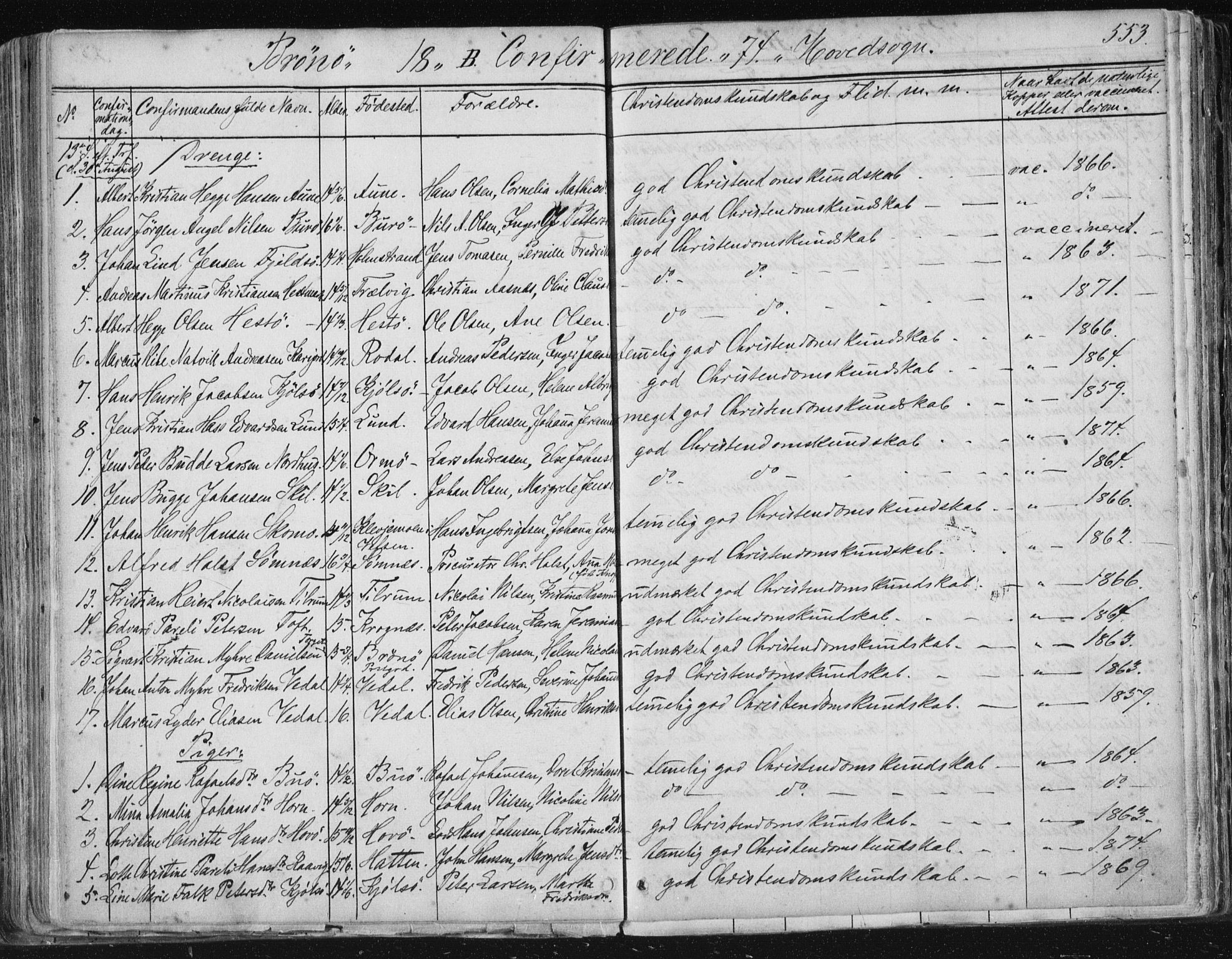 Ministerialprotokoller, klokkerbøker og fødselsregistre - Nordland, SAT/A-1459/813/L0198: Parish register (official) no. 813A08, 1834-1874, p. 553