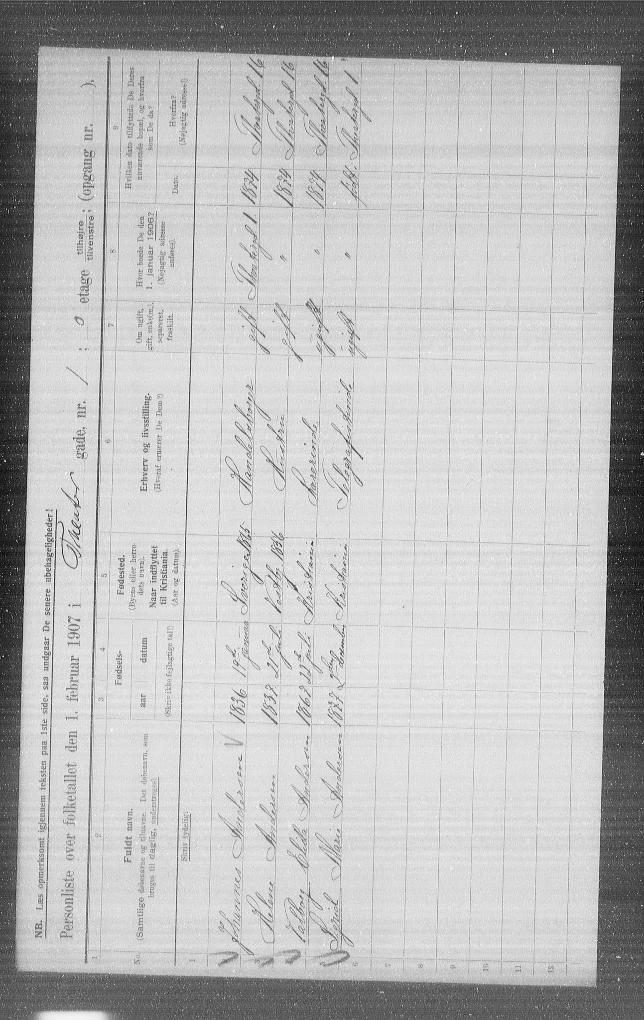 OBA, Municipal Census 1907 for Kristiania, 1907, p. 54447