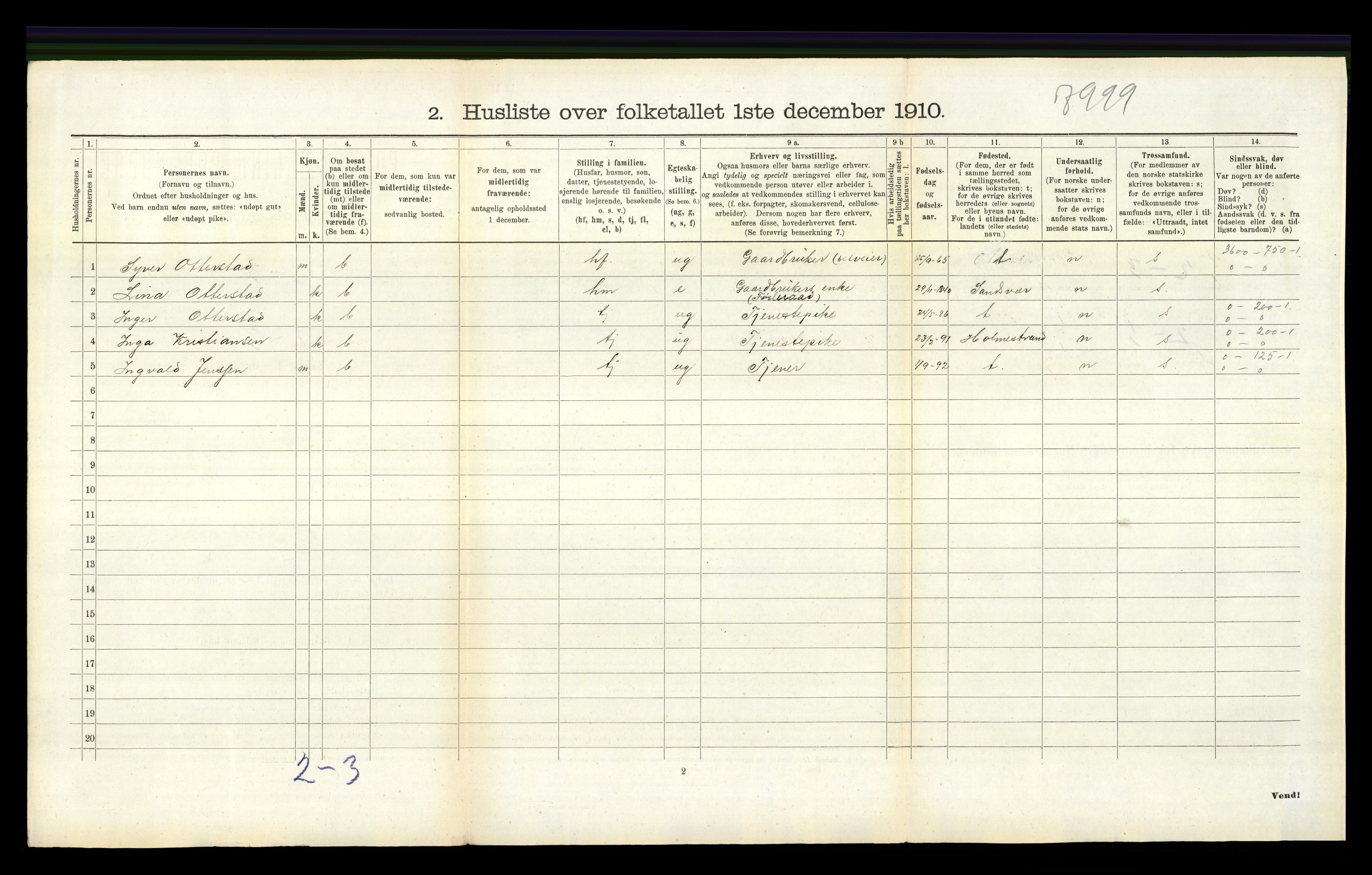 RA, 1910 census for Lardal, 1910, p. 769
