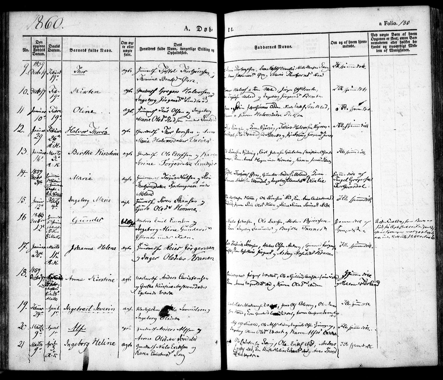 Søndeled sokneprestkontor, SAK/1111-0038/F/Fa/L0002: Parish register (official) no. A 2, 1839-1860, p. 180