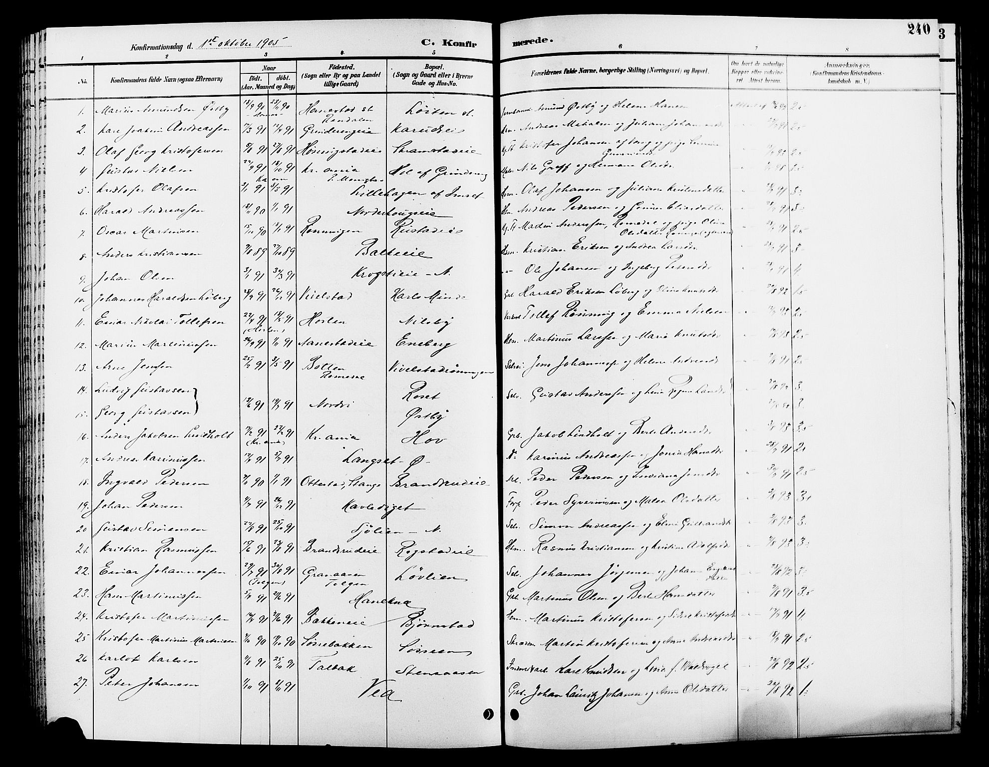 Løten prestekontor, AV/SAH-PREST-022/L/La/L0006: Parish register (copy) no. 6, 1892-1909, p. 240