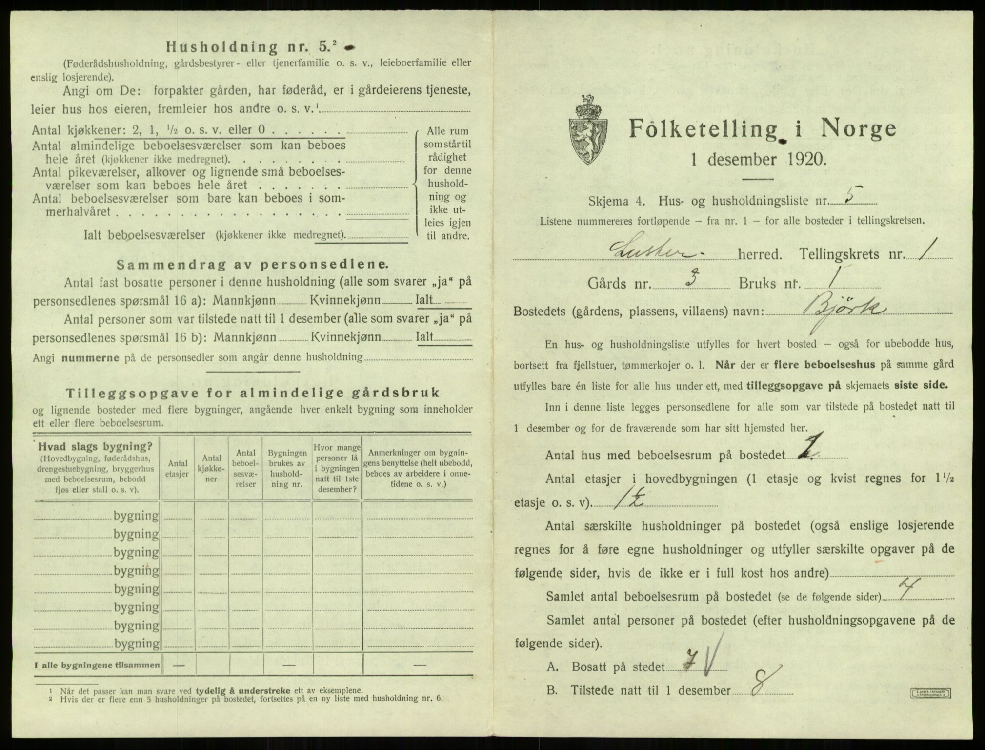 SAB, 1920 census for Luster, 1920, p. 60