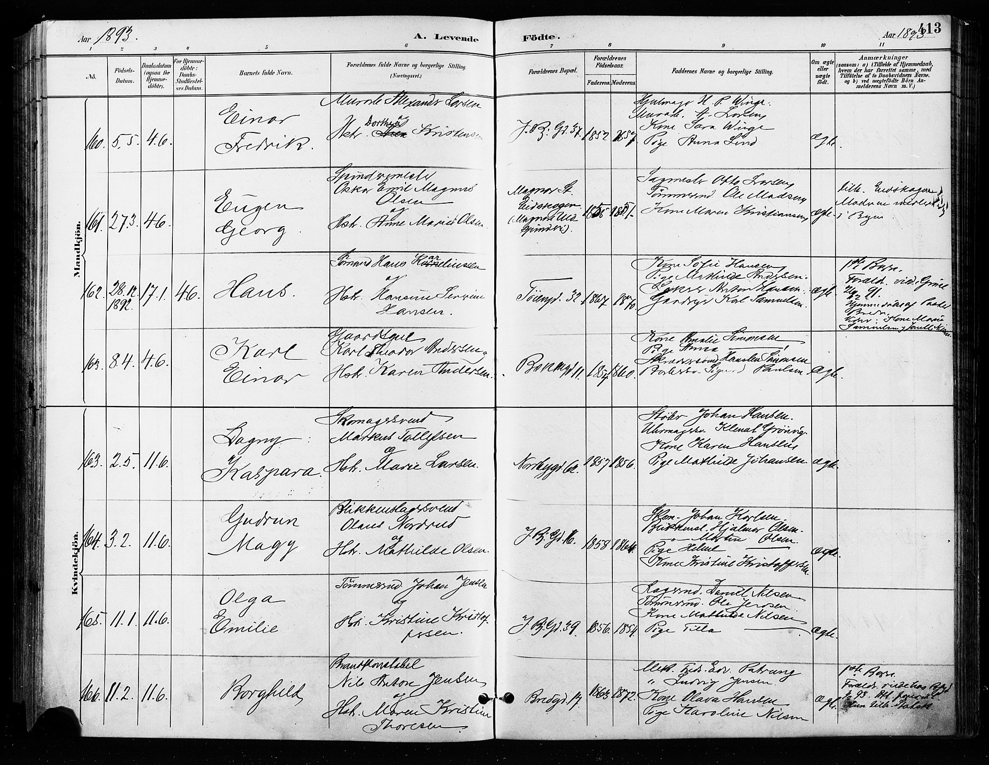 Grønland prestekontor Kirkebøker, SAO/A-10848/F/Fa/L0009: Parish register (official) no. 9, 1888-1893, p. 413