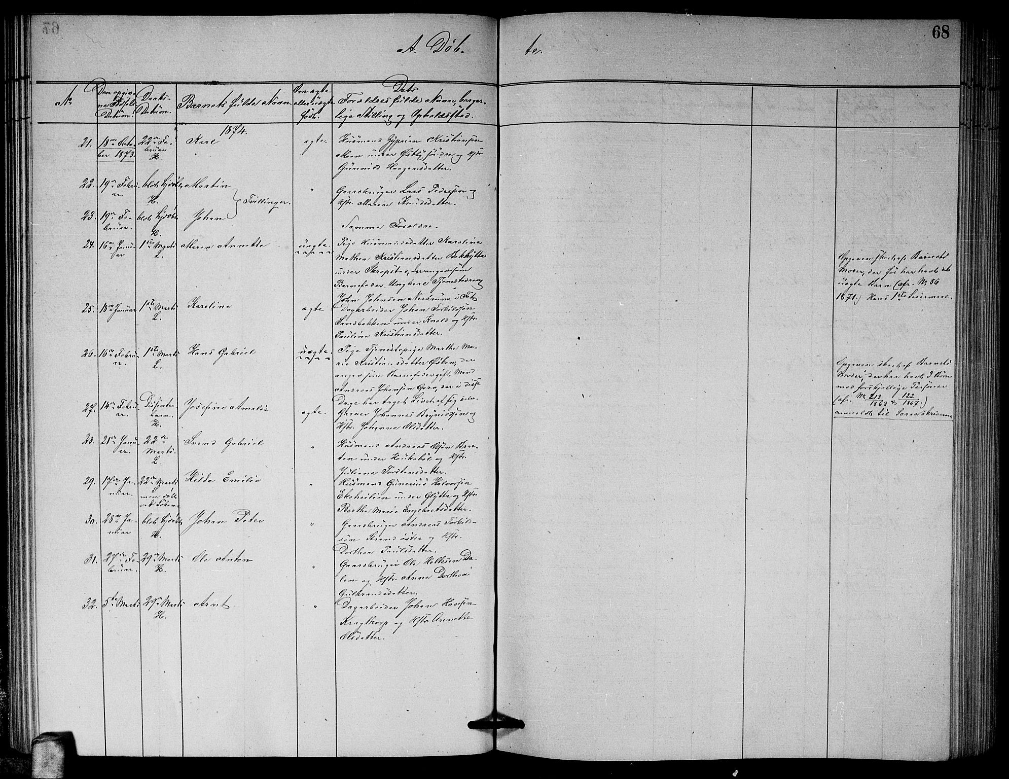 Høland prestekontor Kirkebøker, AV/SAO-A-10346a/G/Ga/L0006: Parish register (copy) no. I 6, 1869-1879, p. 68