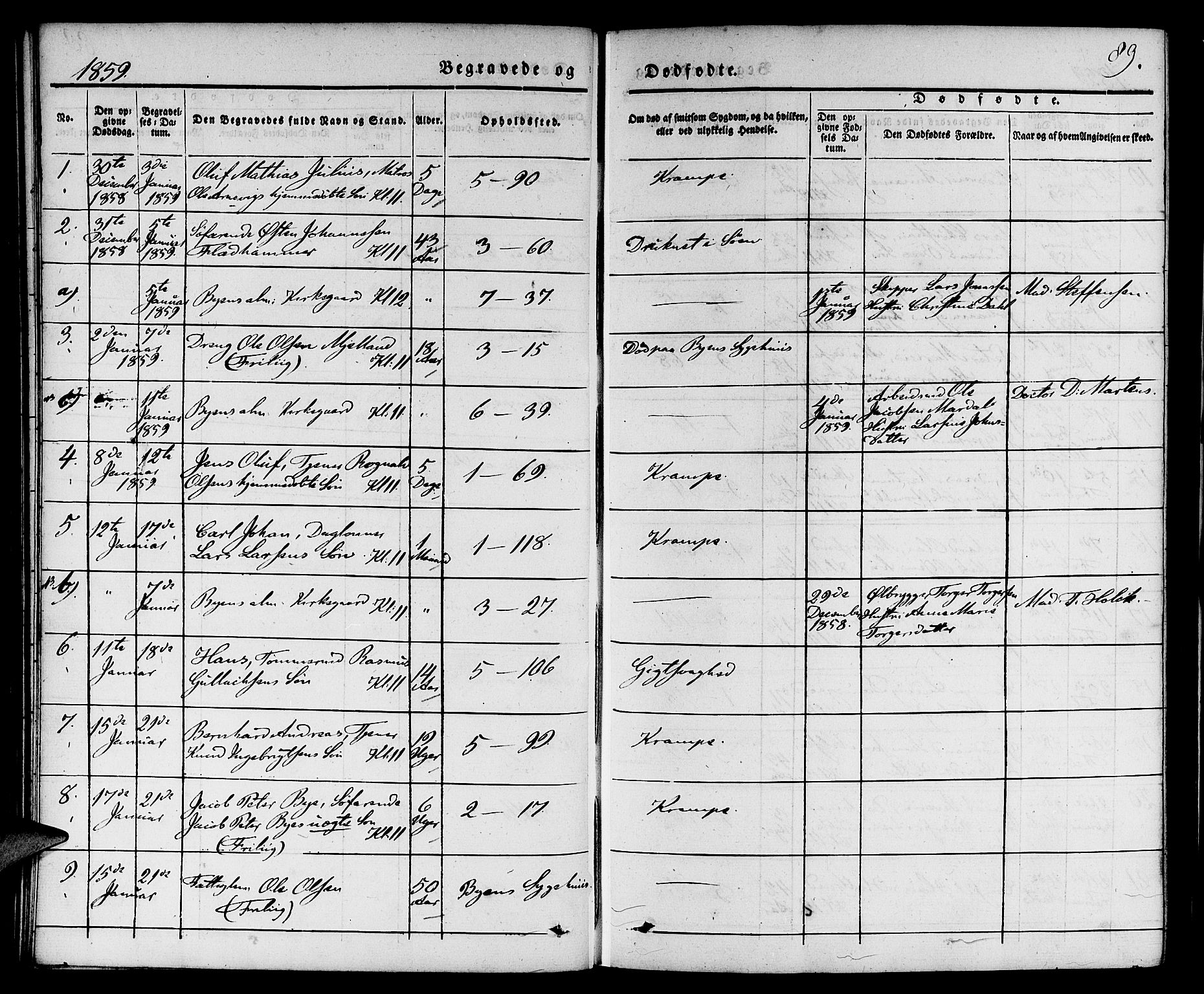 Nykirken Sokneprestembete, SAB/A-77101/H/Hab: Parish register (copy) no. E 1, 1840-1866, p. 89