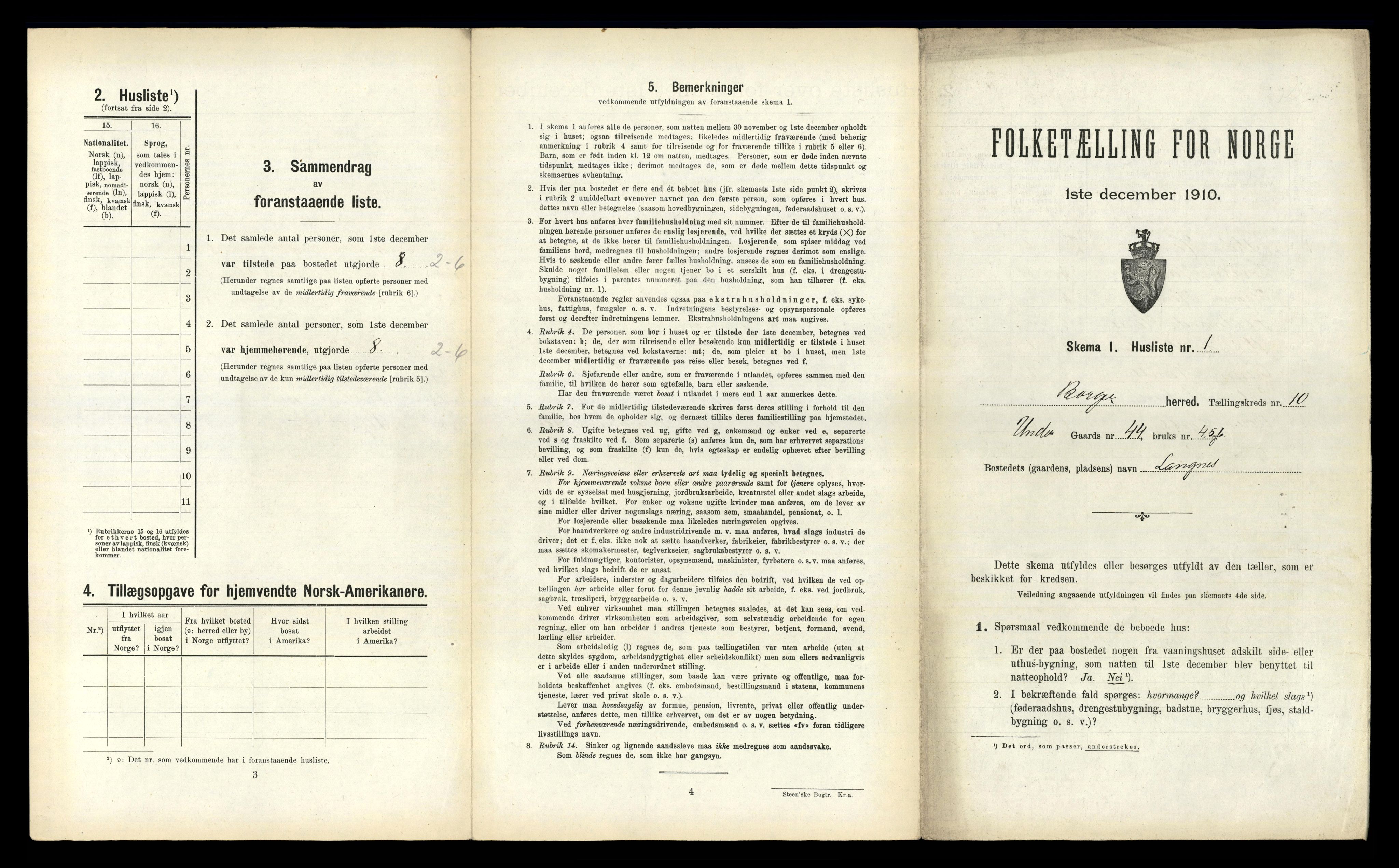 RA, 1910 census for Borge, 1910, p. 995