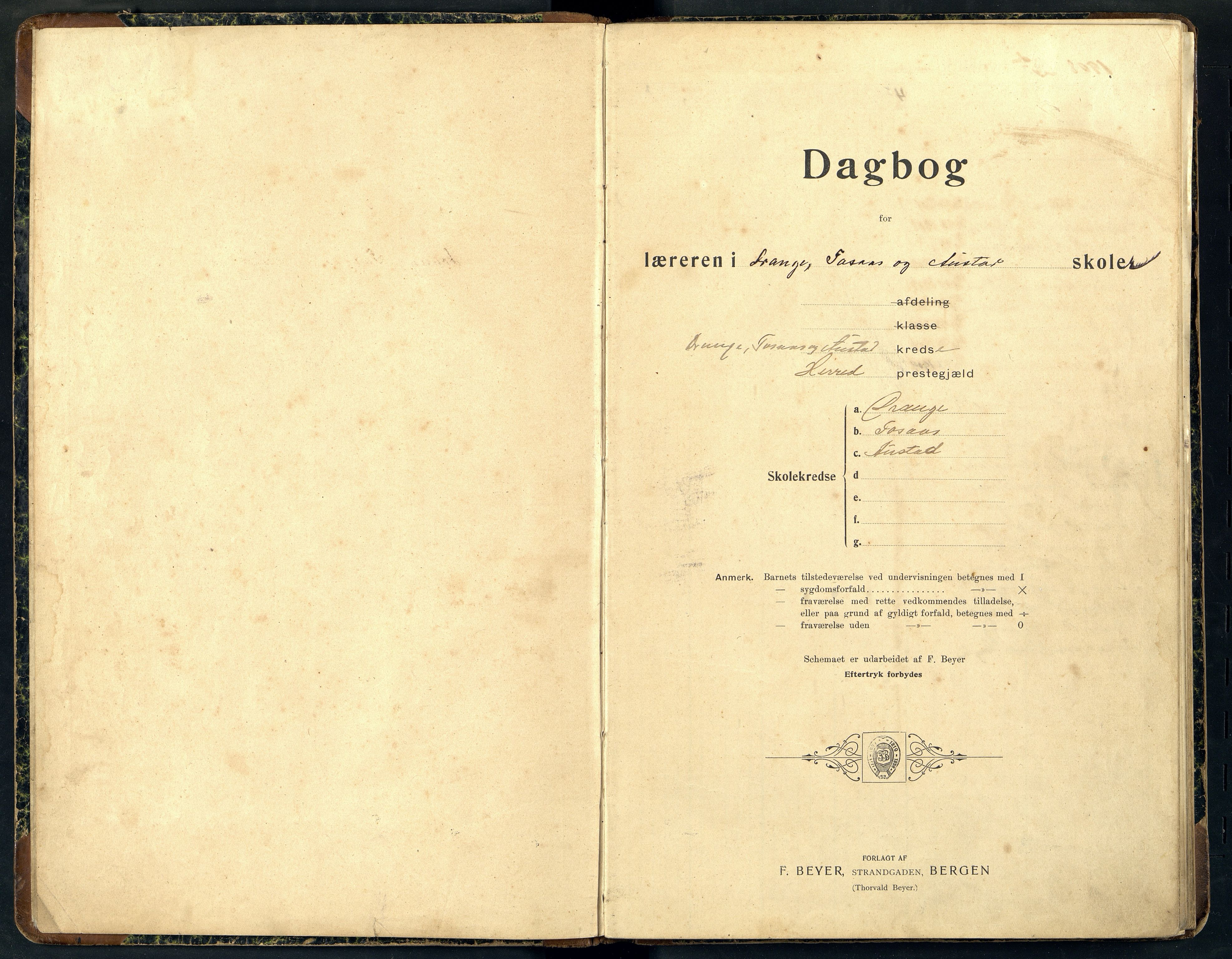 Herad kommune - Drange Skole, ARKSOR/1003HE551/I/L0004: Dagbok, 1908-1926