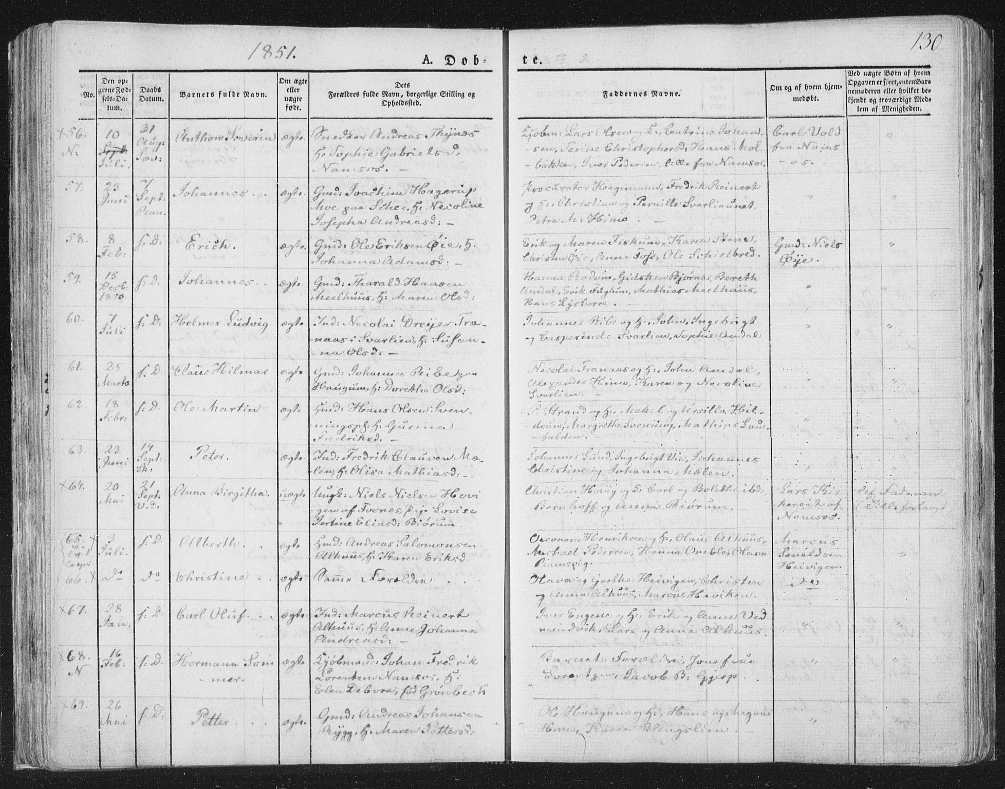 Ministerialprotokoller, klokkerbøker og fødselsregistre - Nord-Trøndelag, AV/SAT-A-1458/764/L0551: Parish register (official) no. 764A07a, 1824-1864, p. 130