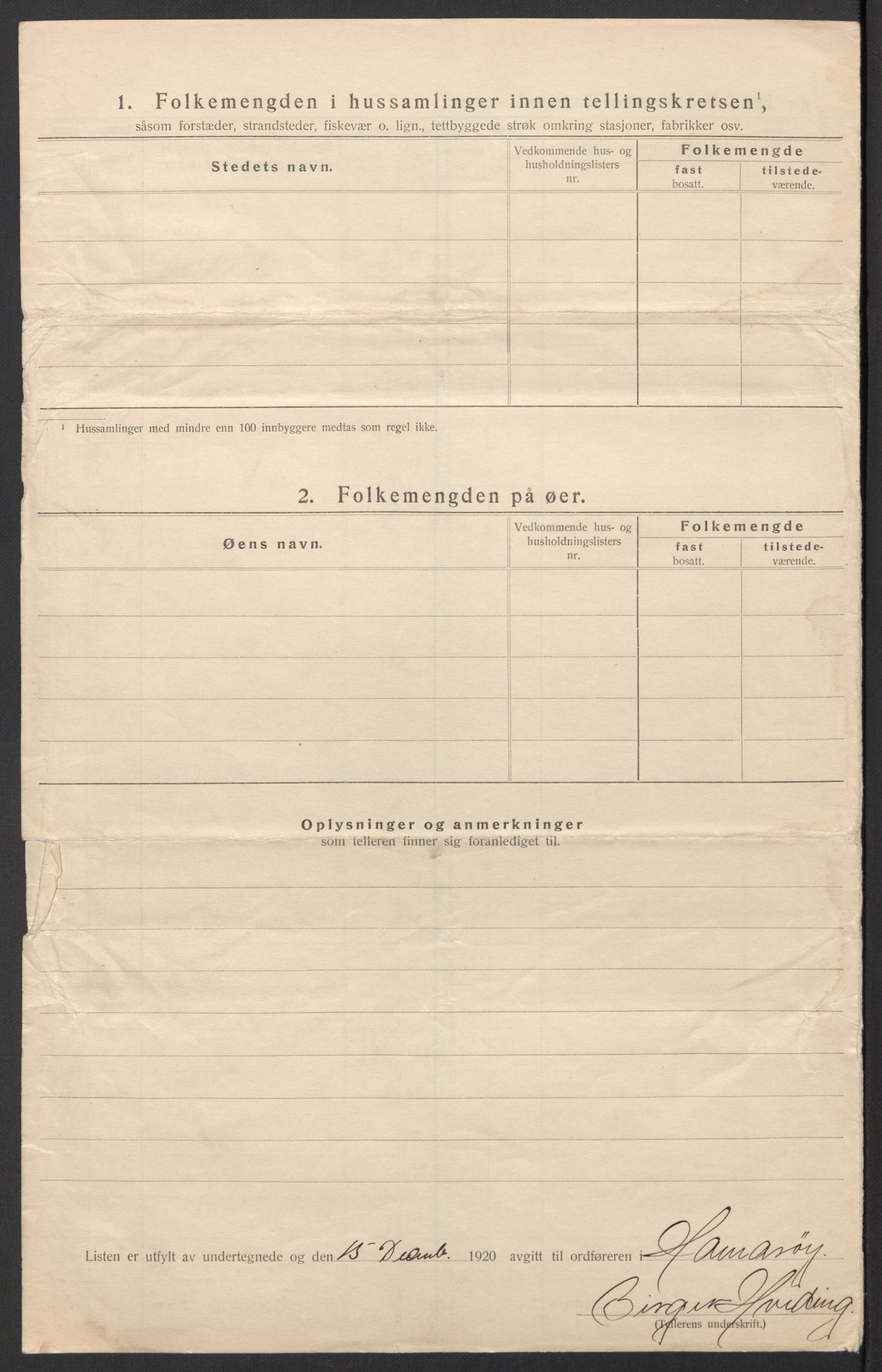 SAT, 1920 census for Hamarøy, 1920, p. 8