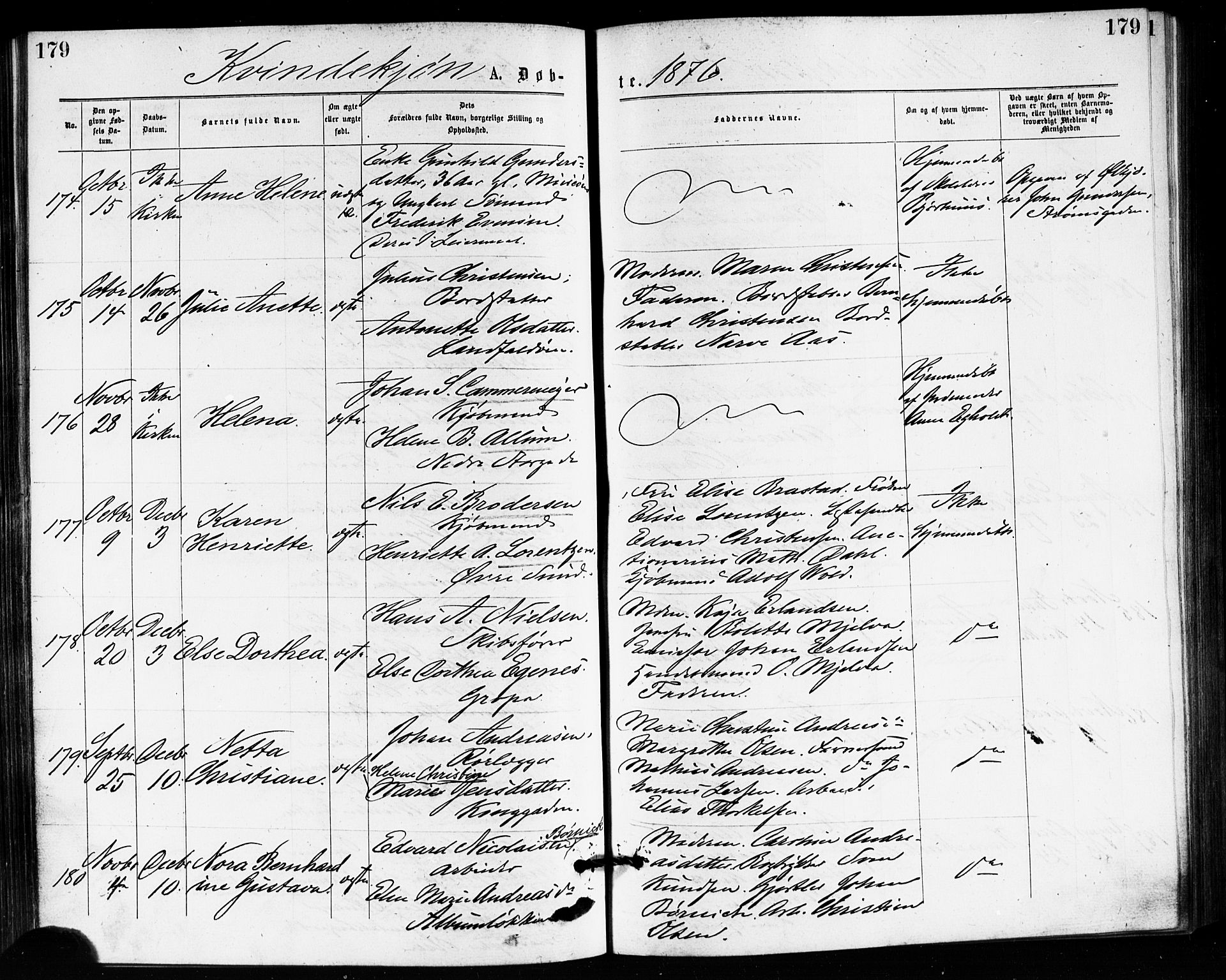 Bragernes kirkebøker, AV/SAKO-A-6/F/Fb/L0005: Parish register (official) no. II 5, 1875-1877, p. 179