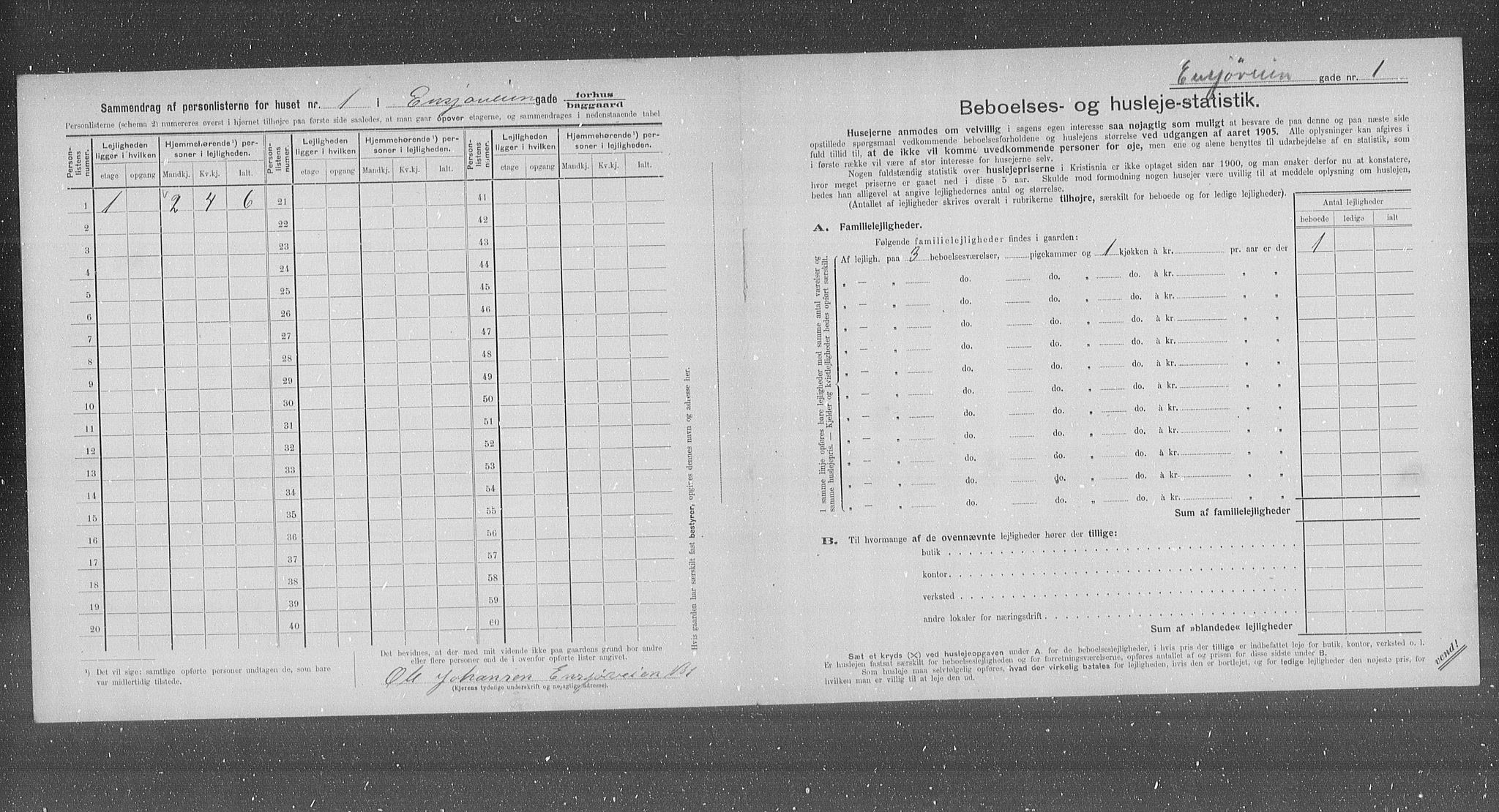 OBA, Municipal Census 1905 for Kristiania, 1905, p. 11096