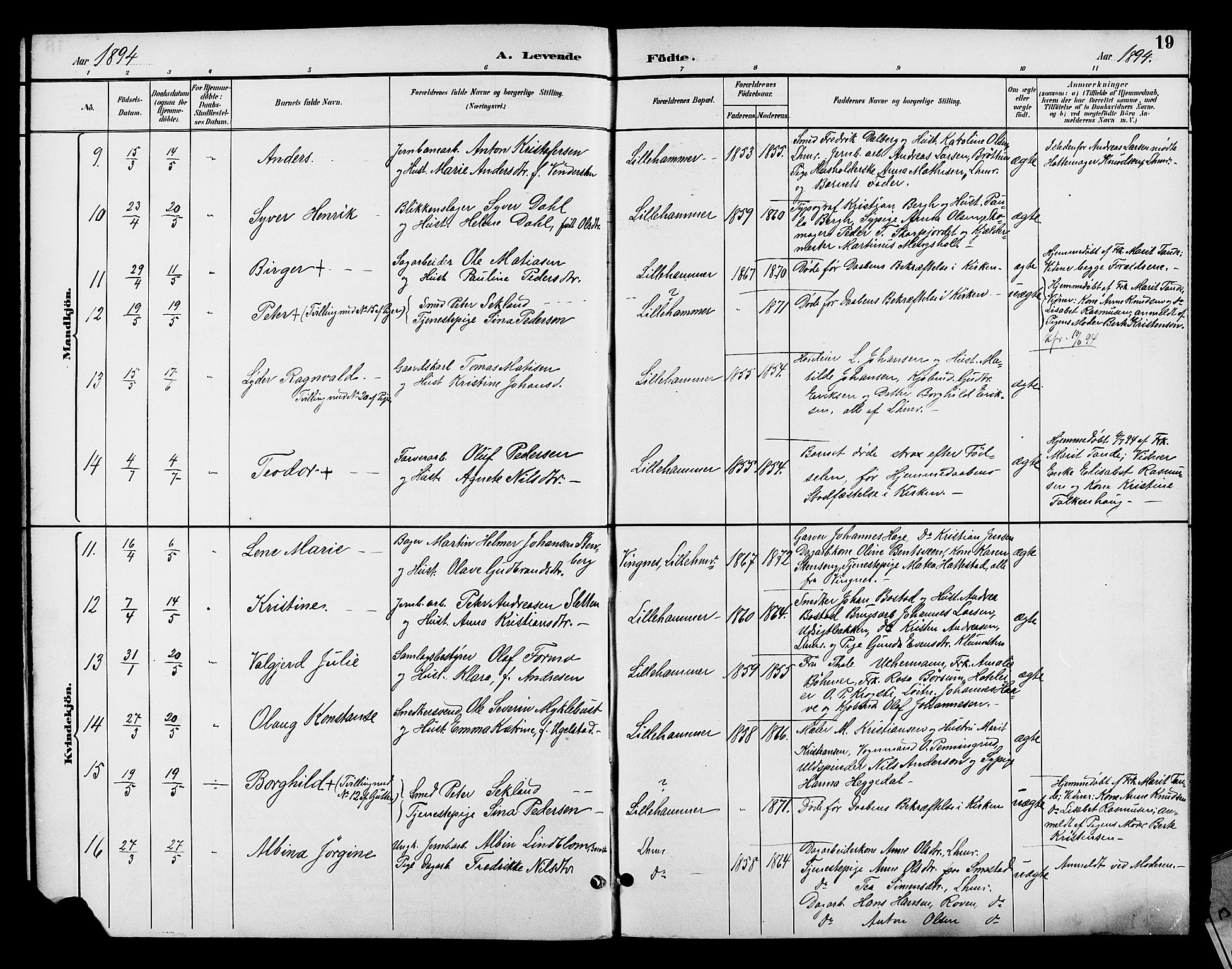 Fåberg prestekontor, AV/SAH-PREST-086/H/Ha/Hab/L0008: Parish register (copy) no. 8, 1891-1900, p. 19