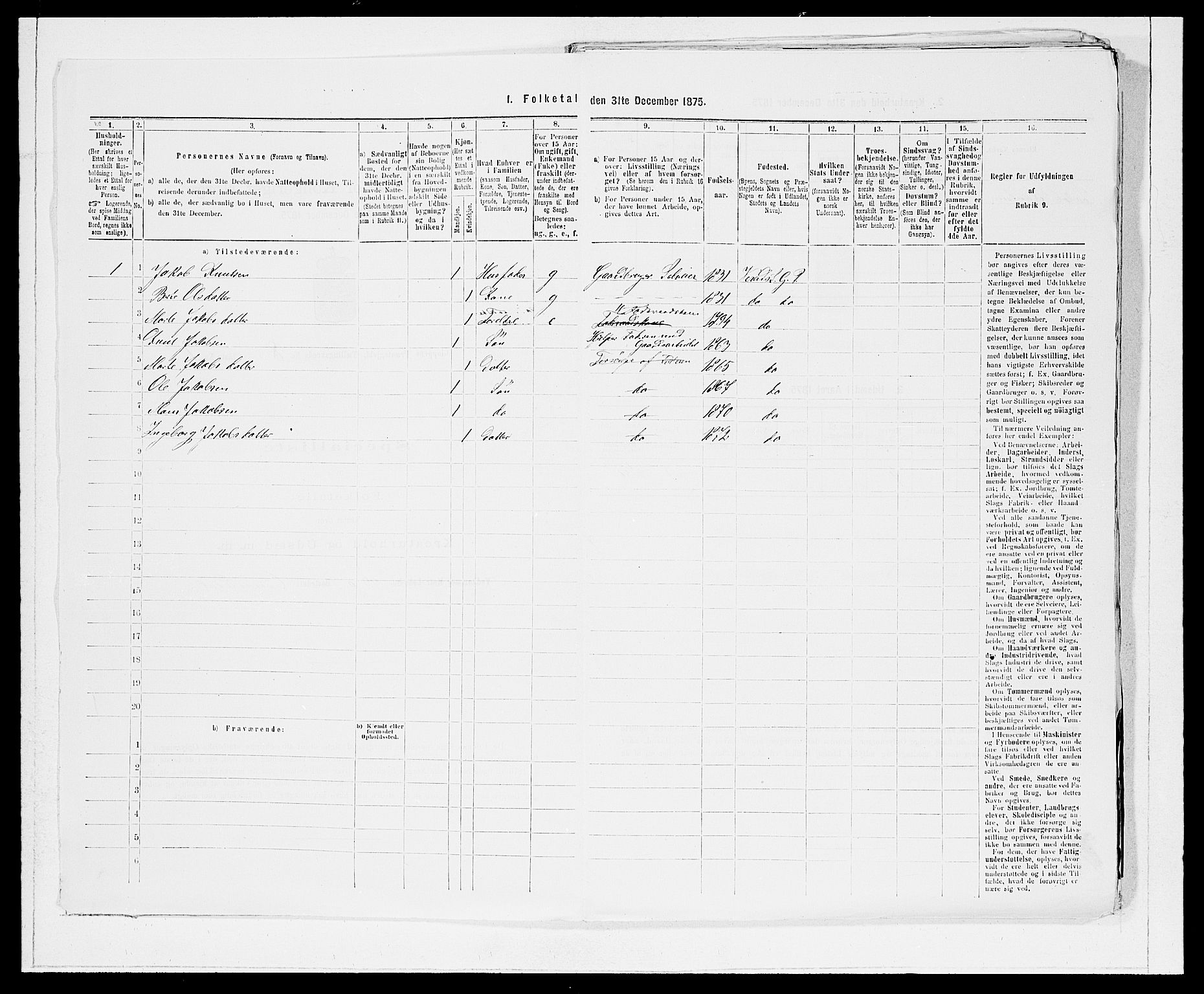 SAB, 1875 Census for 1445P Gloppen, 1875, p. 860