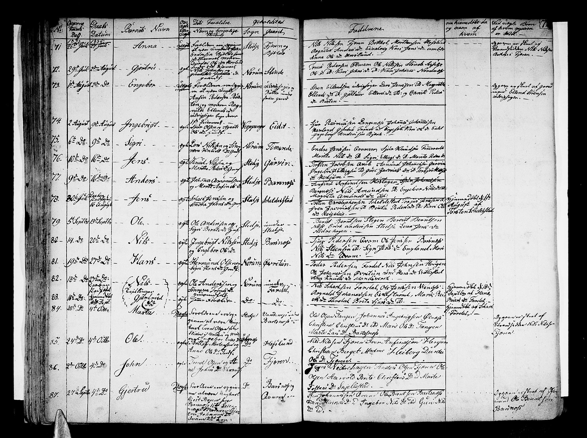 Sogndal sokneprestembete, AV/SAB-A-81301/H/Haa/Haaa/L0010: Parish register (official) no. A 10, 1821-1838, p. 72