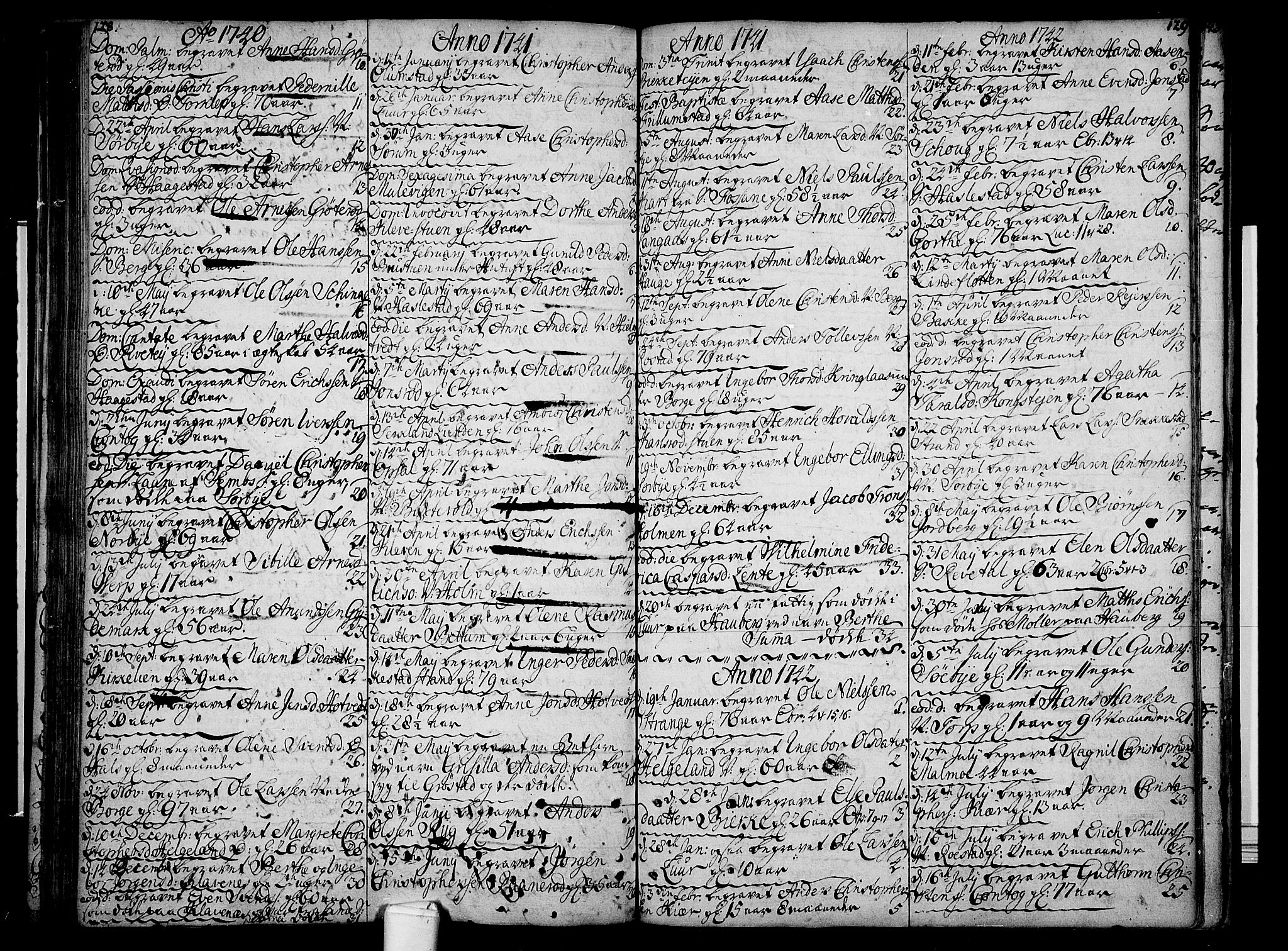 Våle kirkebøker, AV/SAKO-A-334/F/Fa/L0003: Parish register (official) no. I 3, 1732-1773, p. 128-129