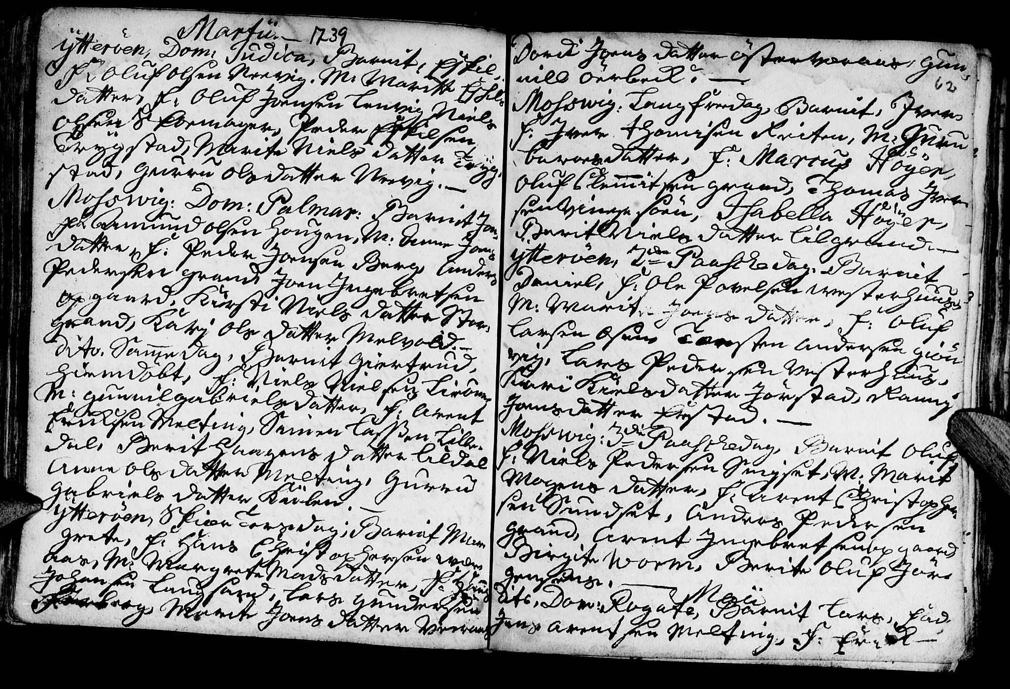 Ministerialprotokoller, klokkerbøker og fødselsregistre - Nord-Trøndelag, SAT/A-1458/722/L0215: Parish register (official) no. 722A02, 1718-1755, p. 62