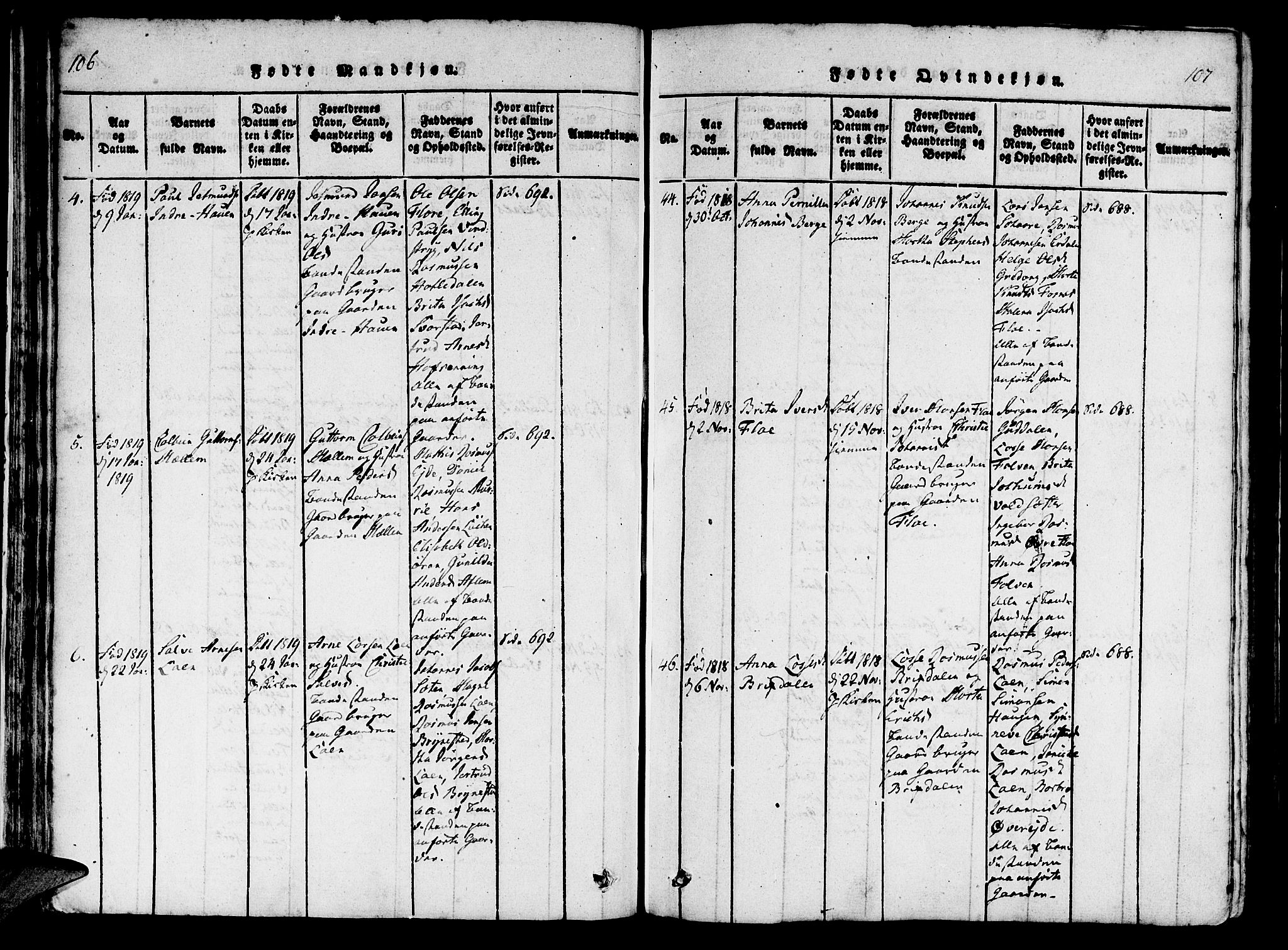 Innvik sokneprestembete, AV/SAB-A-80501: Parish register (official) no. A 2, 1816-1821, p. 106-107