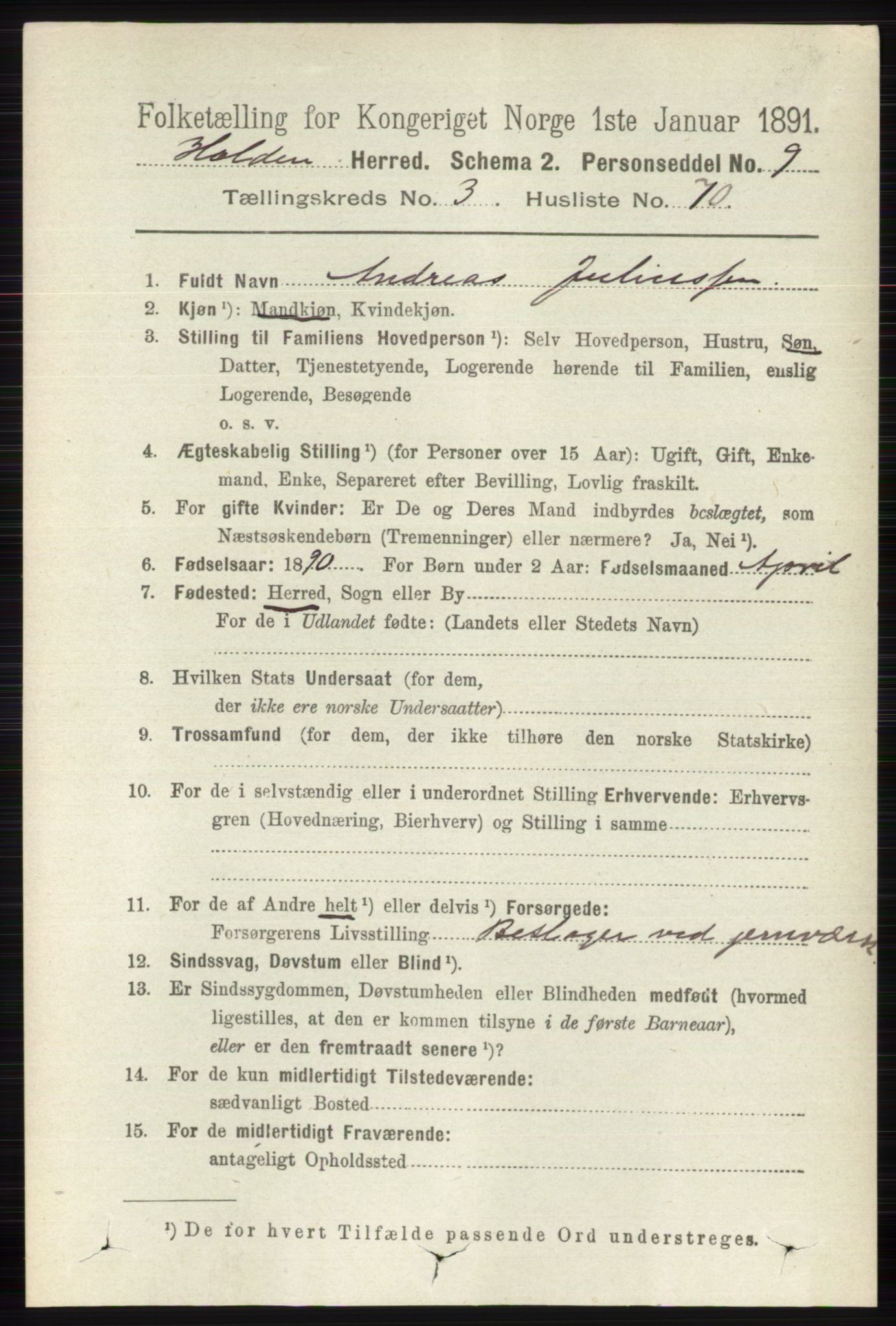 RA, 1891 census for 0819 Holla, 1891, p. 2143