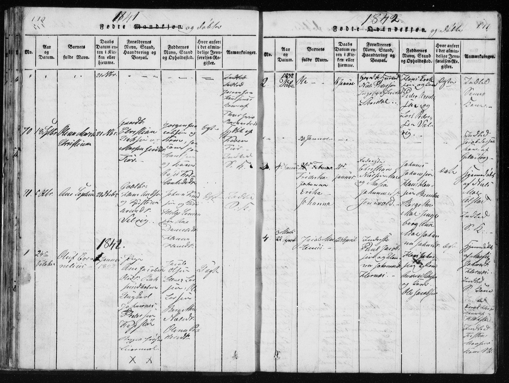 Ministerialprotokoller, klokkerbøker og fødselsregistre - Nordland, AV/SAT-A-1459/801/L0027: Parish register (copy) no. 801C02, 1835-1845, p. 110-111