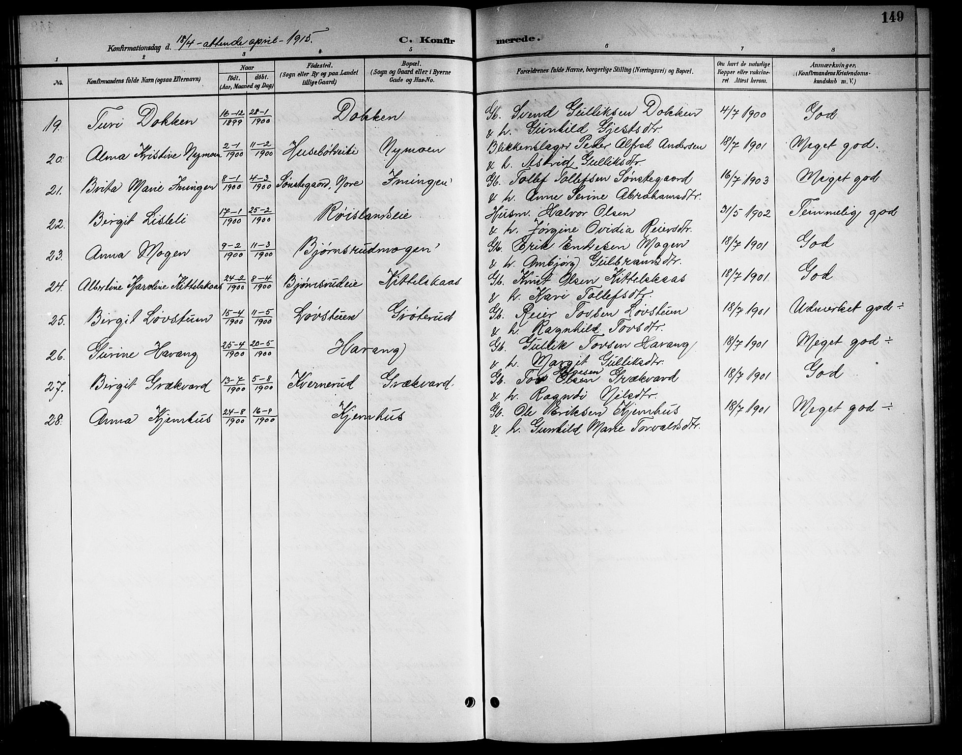 Nore kirkebøker, AV/SAKO-A-238/G/Gb/L0003: Parish register (copy) no. II 3, 1894-1923, p. 149