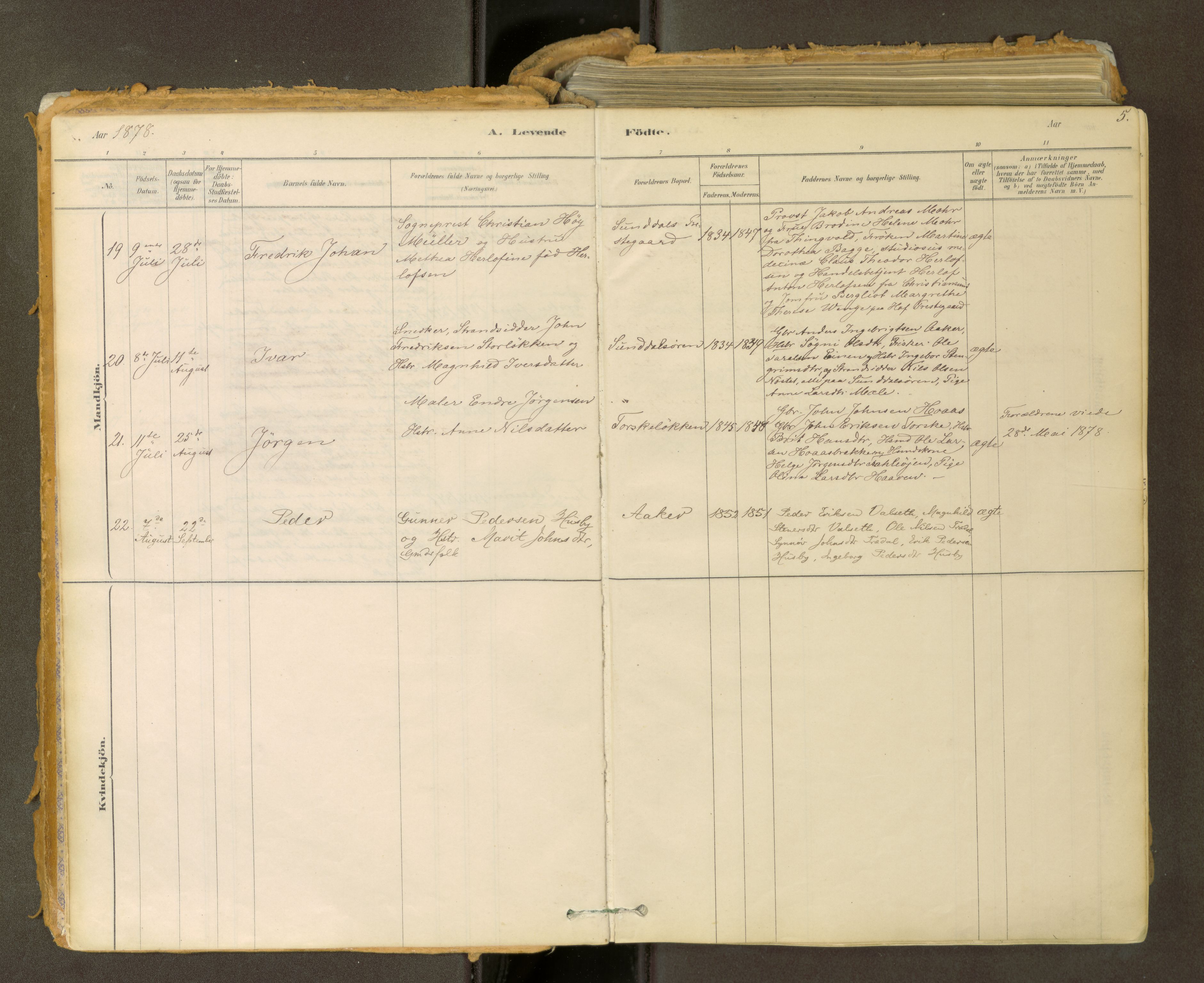 Sunndal sokneprestkontor, SAT/A-1085/1/I/I1/I1a: Parish register (official) no. 2, 1877-1914, p. 5