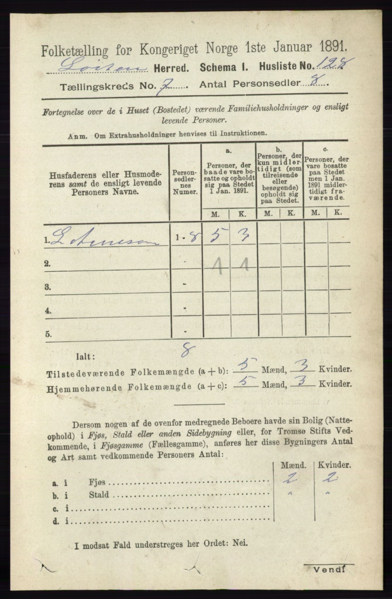 RA, 1891 census for 0415 Løten, 1891, p. 4396