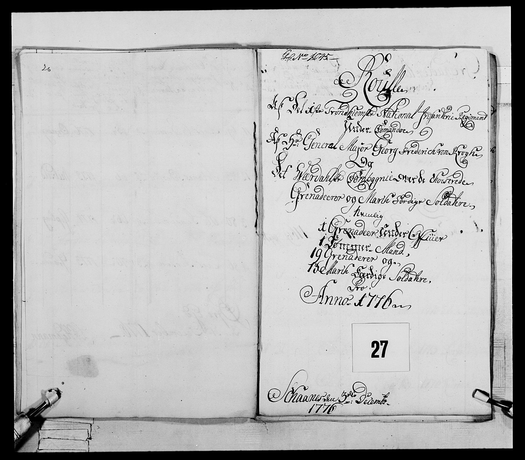 Generalitets- og kommissariatskollegiet, Det kongelige norske kommissariatskollegium, AV/RA-EA-5420/E/Eh/L0073: 1. Trondheimske nasjonale infanteriregiment, 1774-1779, p. 119
