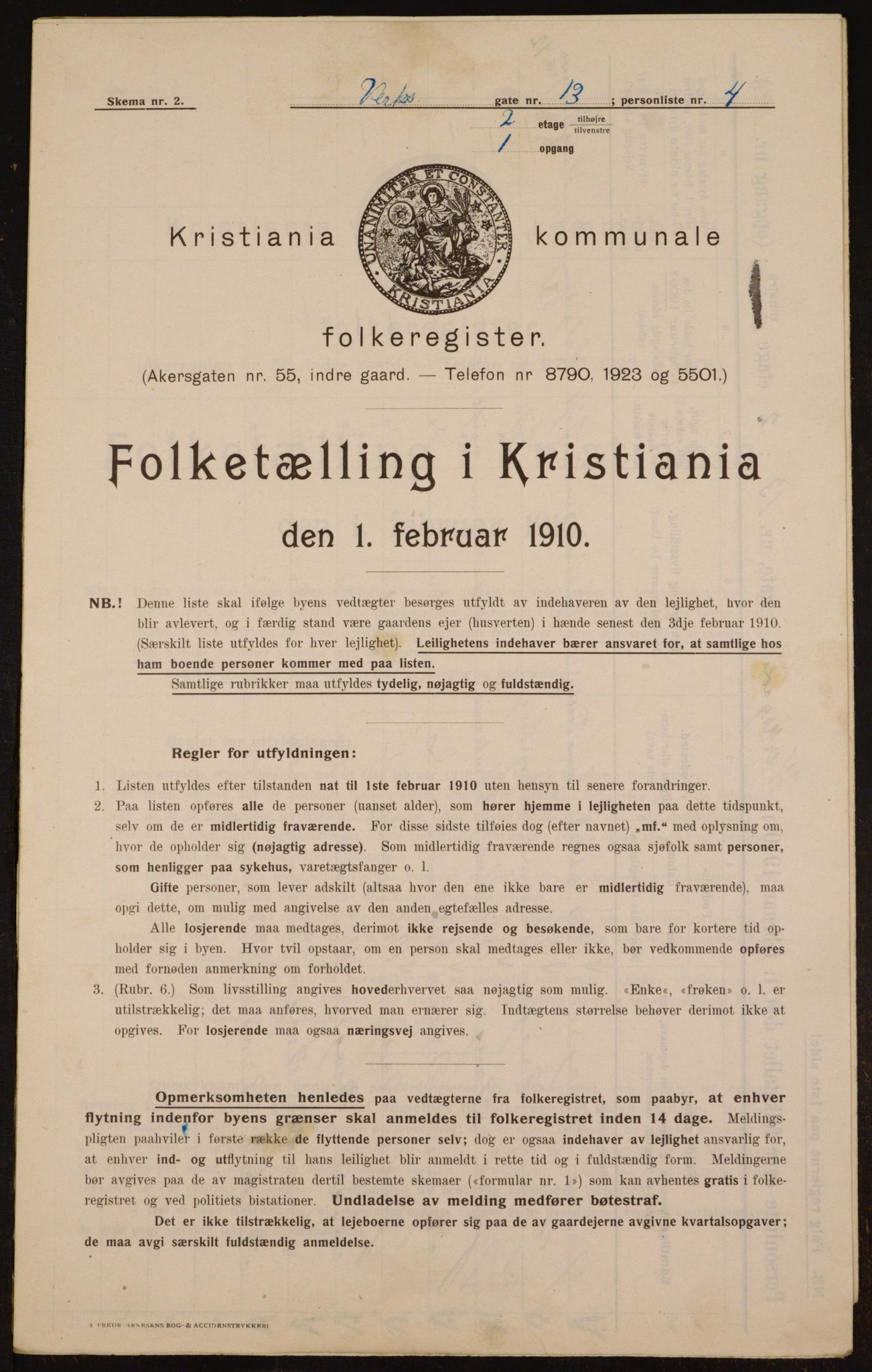 OBA, Municipal Census 1910 for Kristiania, 1910, p. 115591