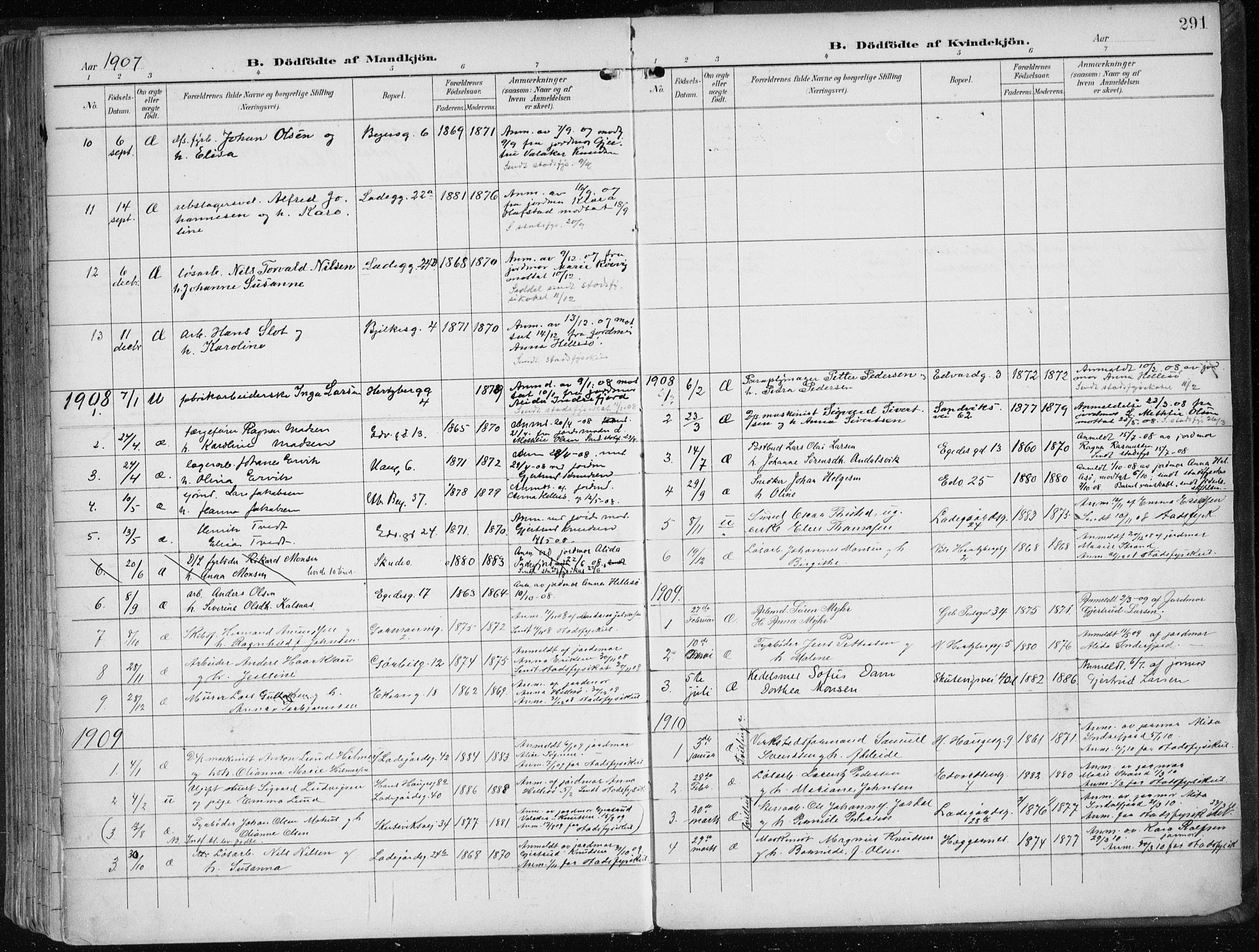 Sandviken Sokneprestembete, AV/SAB-A-77601/H/Ha/L0006: Parish register (official) no. B 3, 1901-1912, p. 291