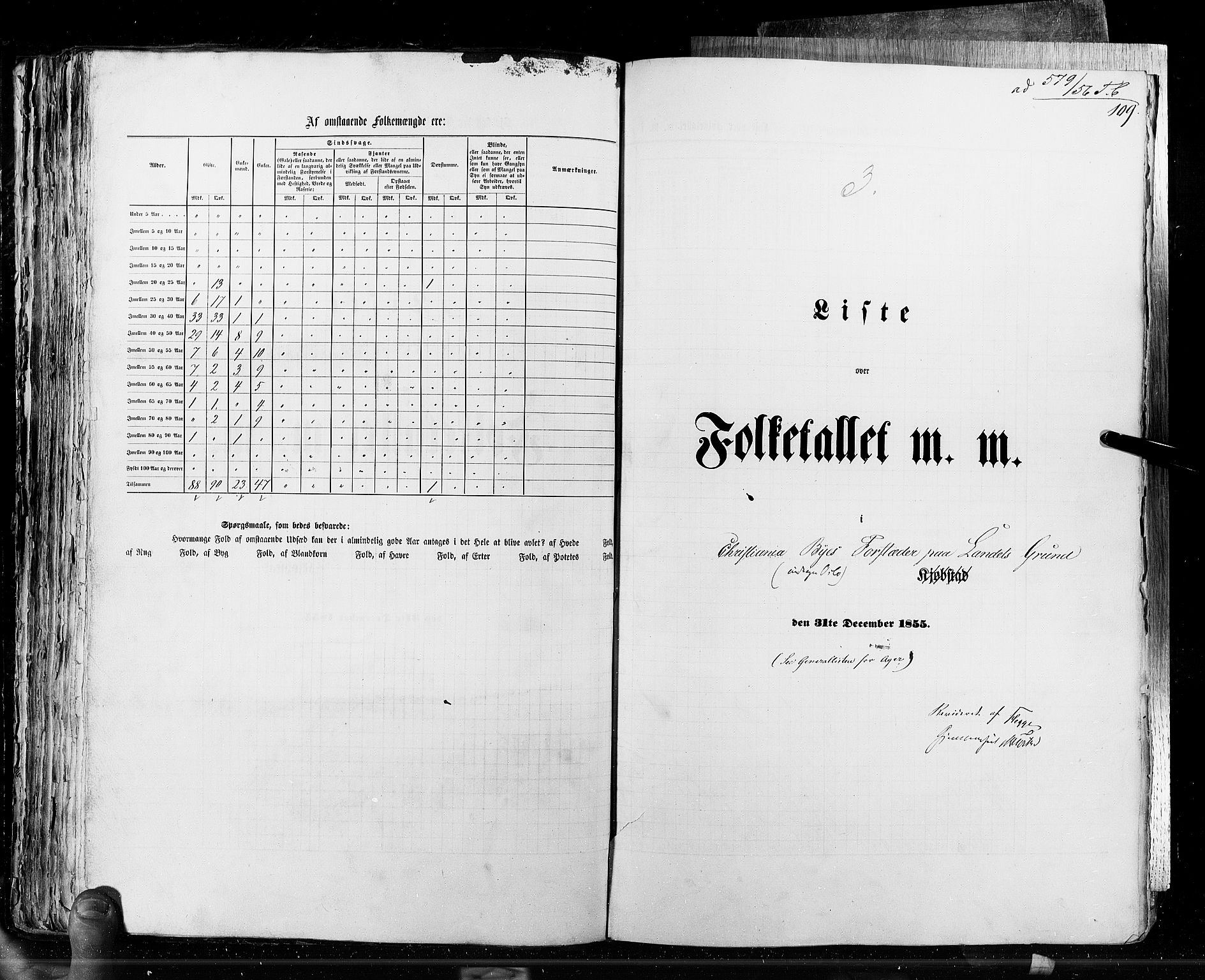 RA, Census 1855, vol. 7: Fredrikshald-Kragerø, 1855, p. 109