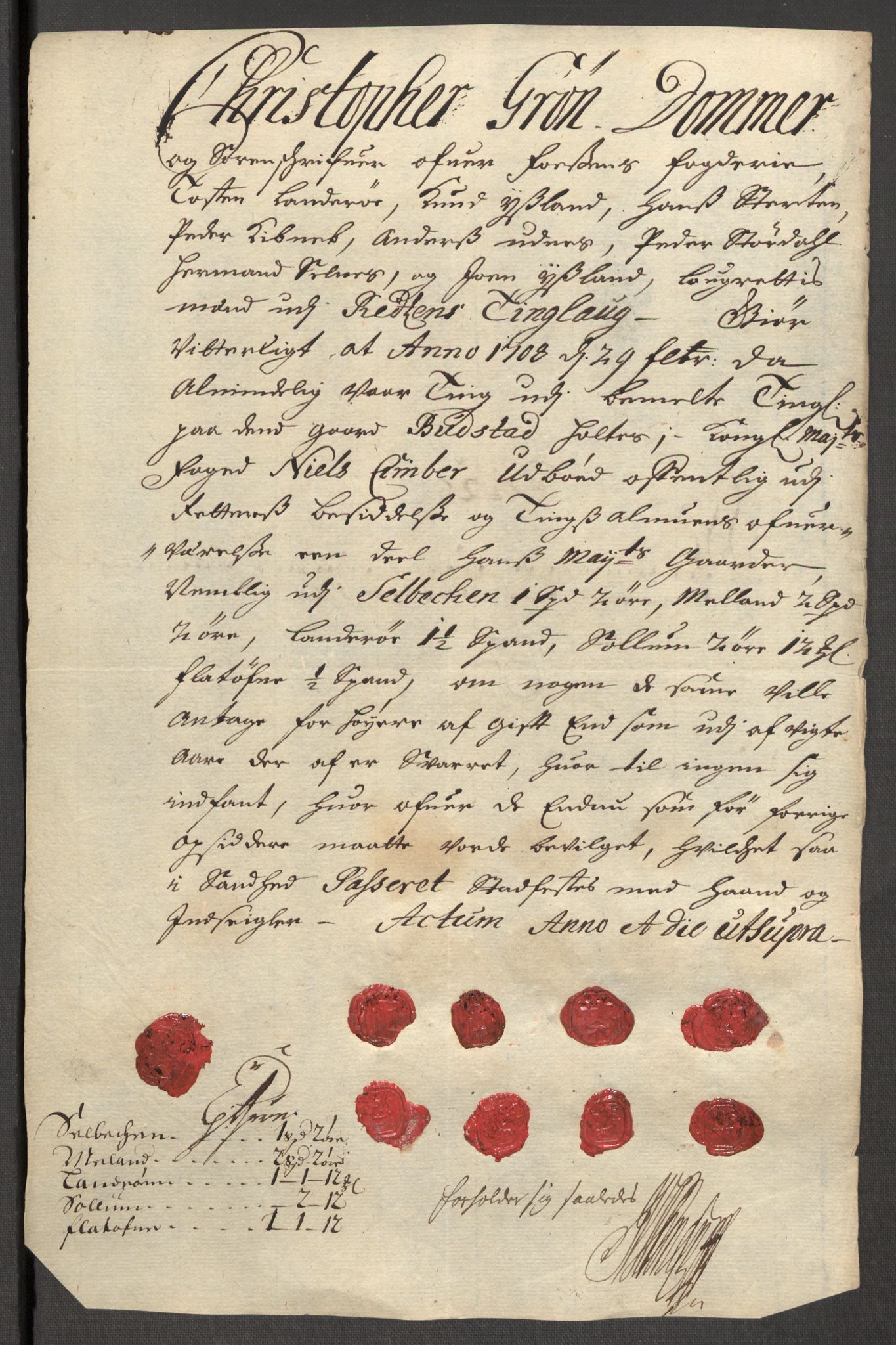 Rentekammeret inntil 1814, Reviderte regnskaper, Fogderegnskap, AV/RA-EA-4092/R57/L3858: Fogderegnskap Fosen, 1708-1709, p. 170